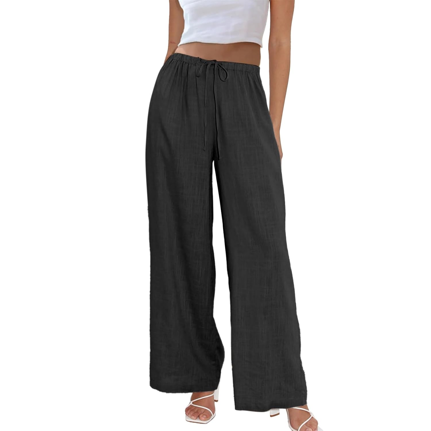 Casual Wide Palazzo Pants With Drawstring For Women