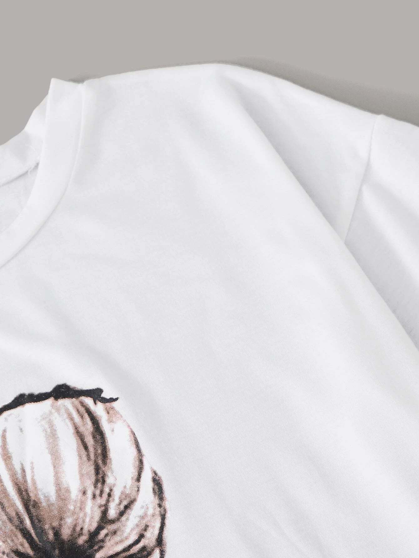 Graphic T-Shirt With Knot Front Cargo Pants