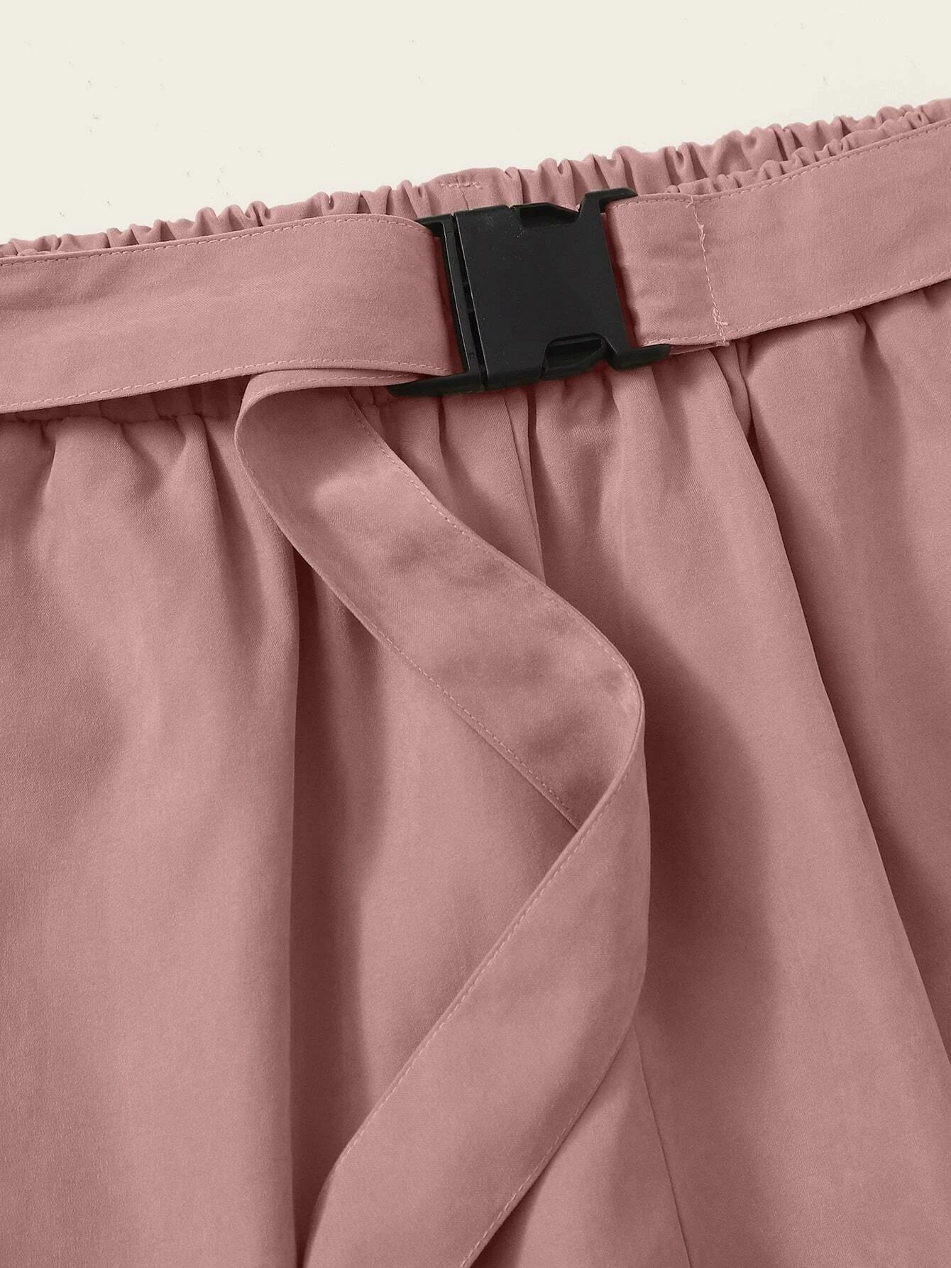 Mock Neck Tee And Belted Cargo Pants – waistband detail