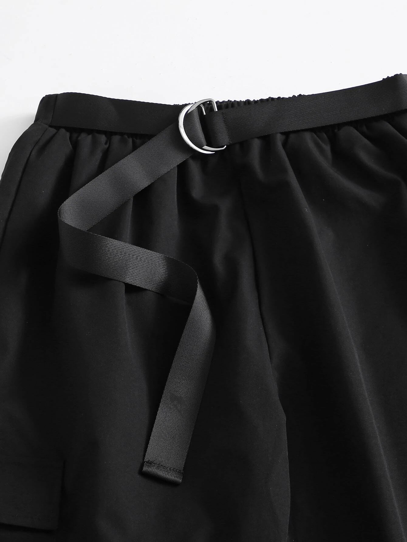 Graphic Print Tee And Belted Cargo Pants – pocket detail close-up