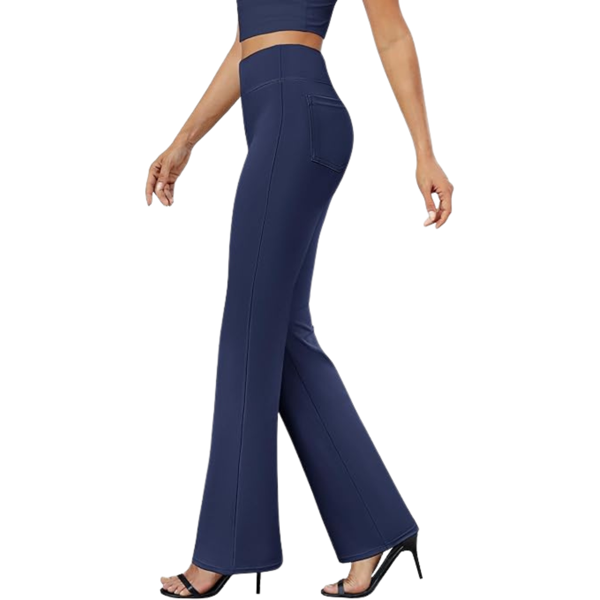 Bootcut Design High Rise Stretchy Trousers With Pockets For Women – lifestyle view 13