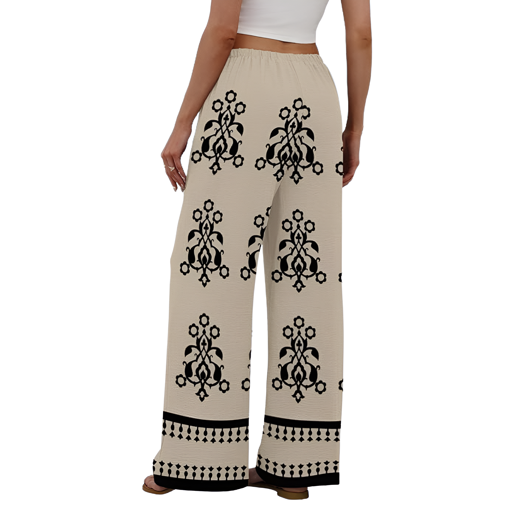 Wide Fit Flowy Palazzo Pants With Pockets For Women  – fit and style view