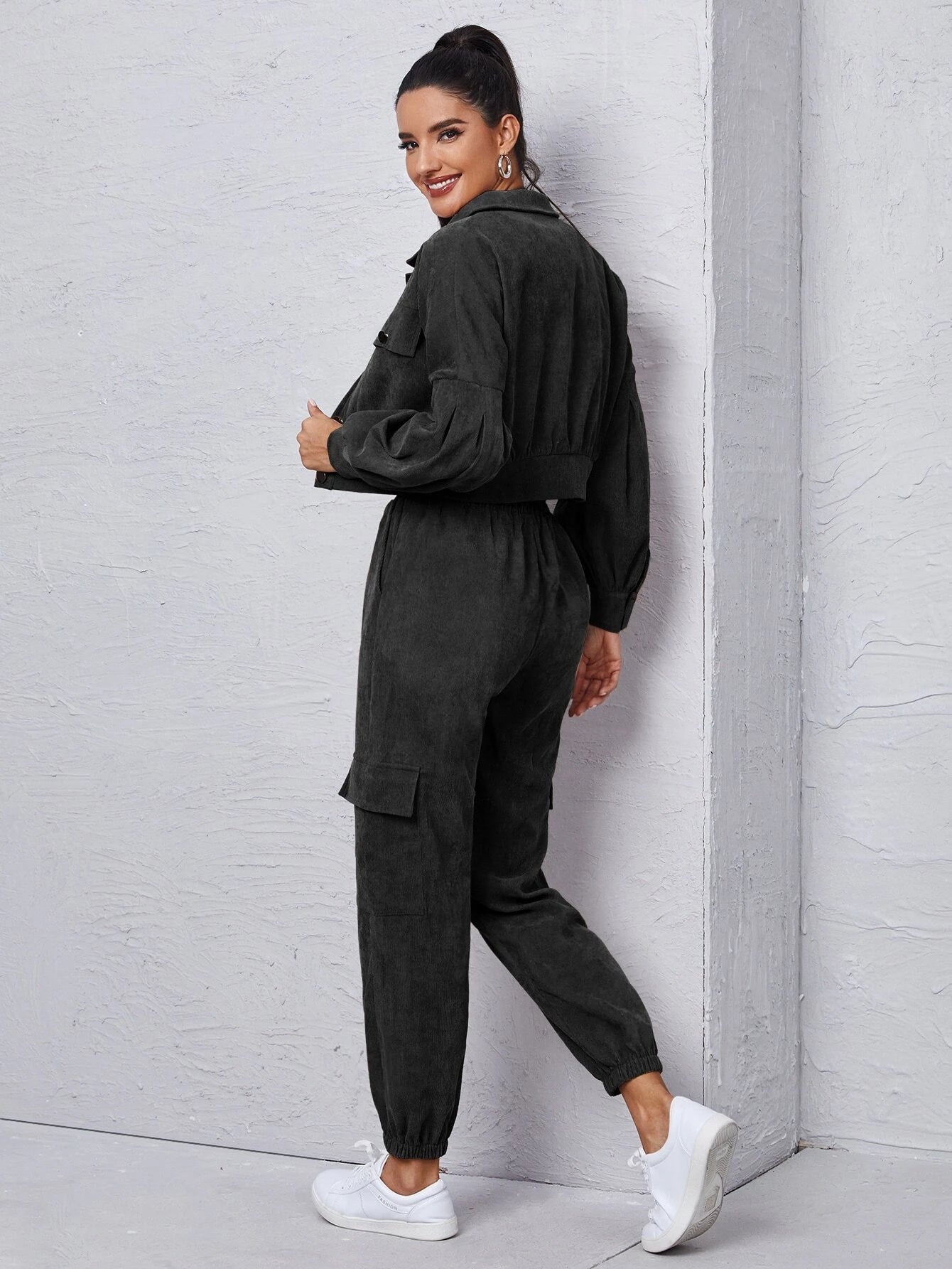 Jacket With Tie Front Cargo PantsJacket With Tie Front Cargo Pants - Image 2