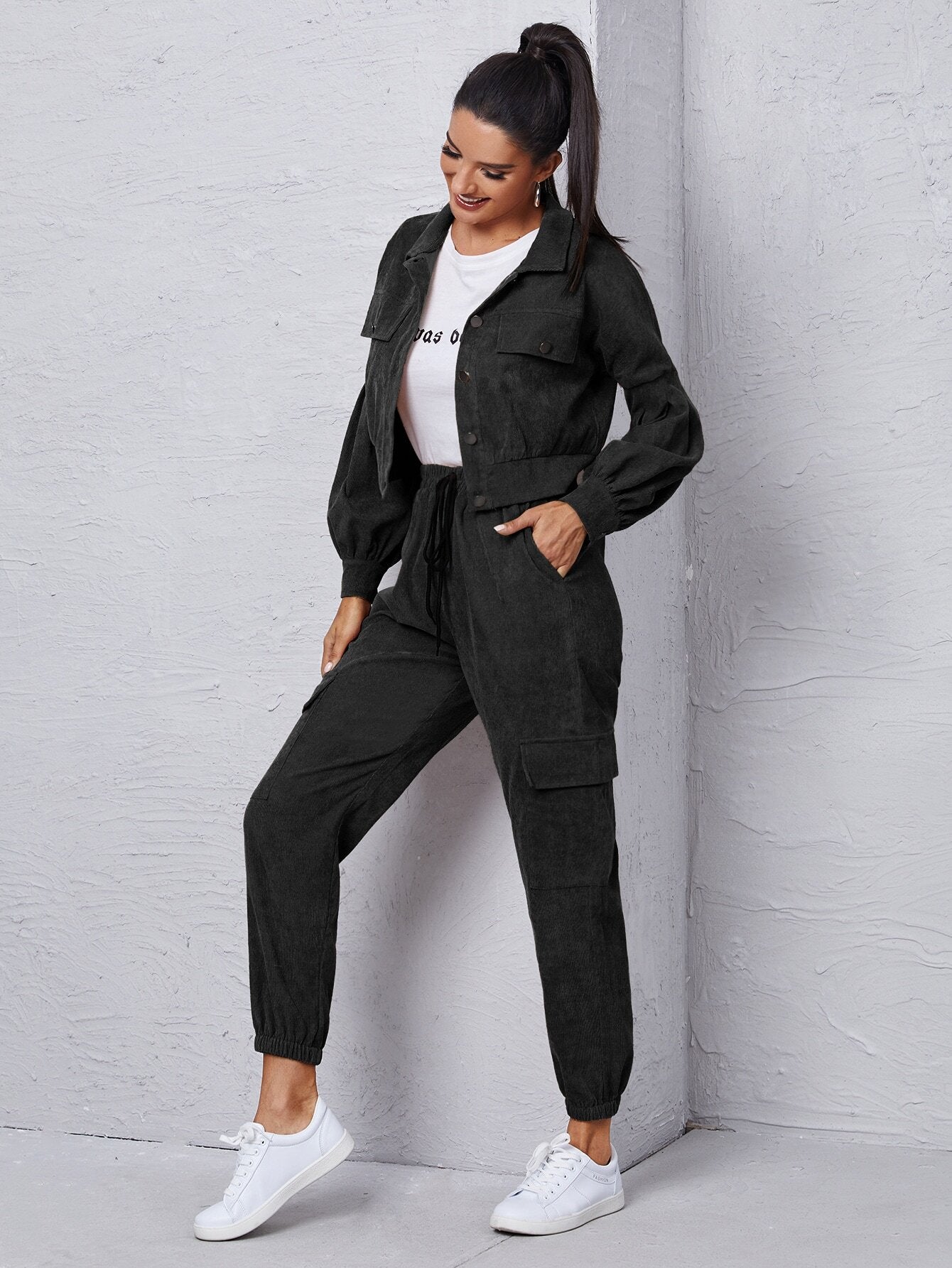 Long Sleeve Jacket With Cargo PantsLong Sleeve Jacket With Cargo Pants - Image 6