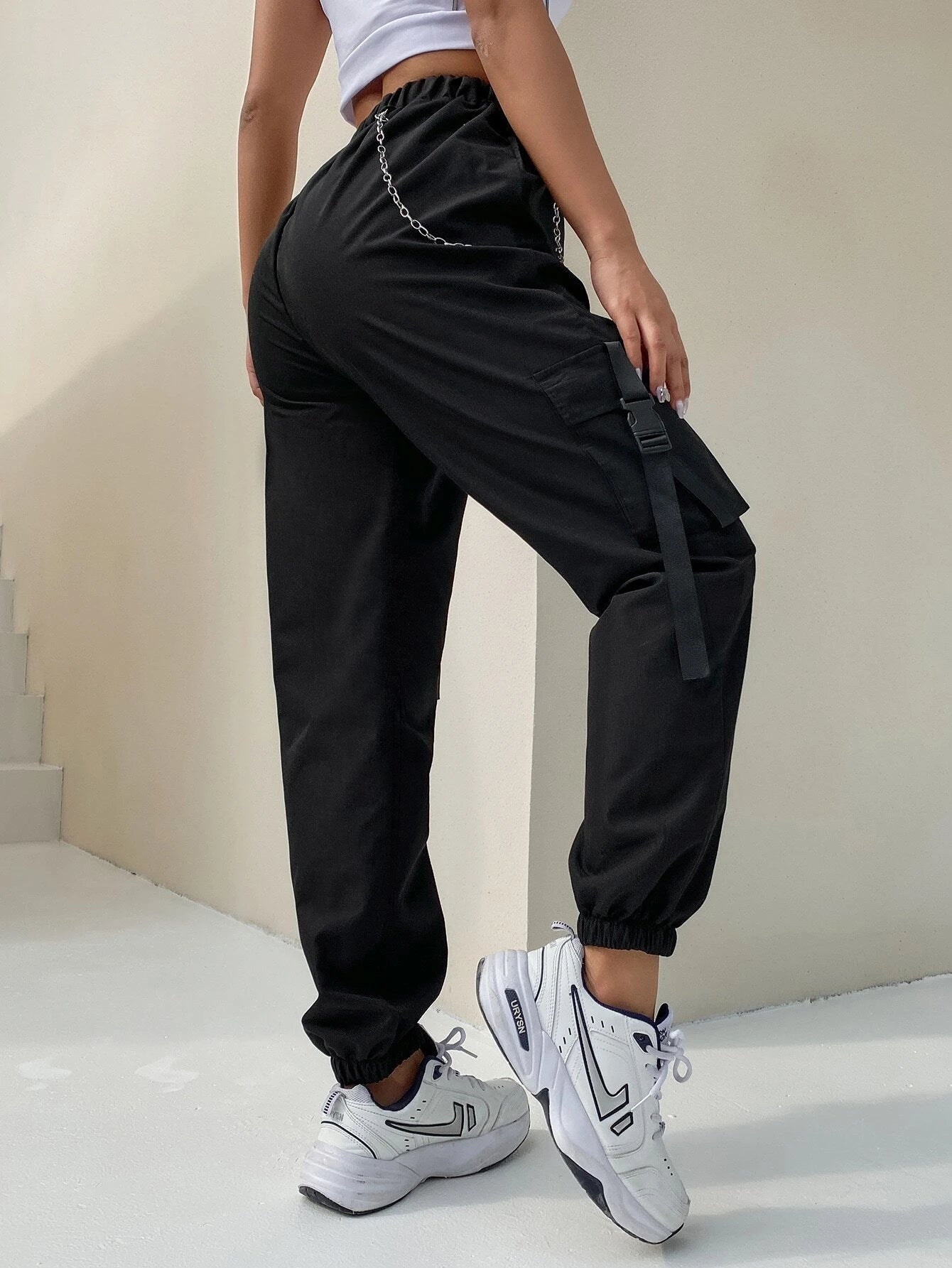 Pocket Buckle Tape Cargo Pant – back view detail