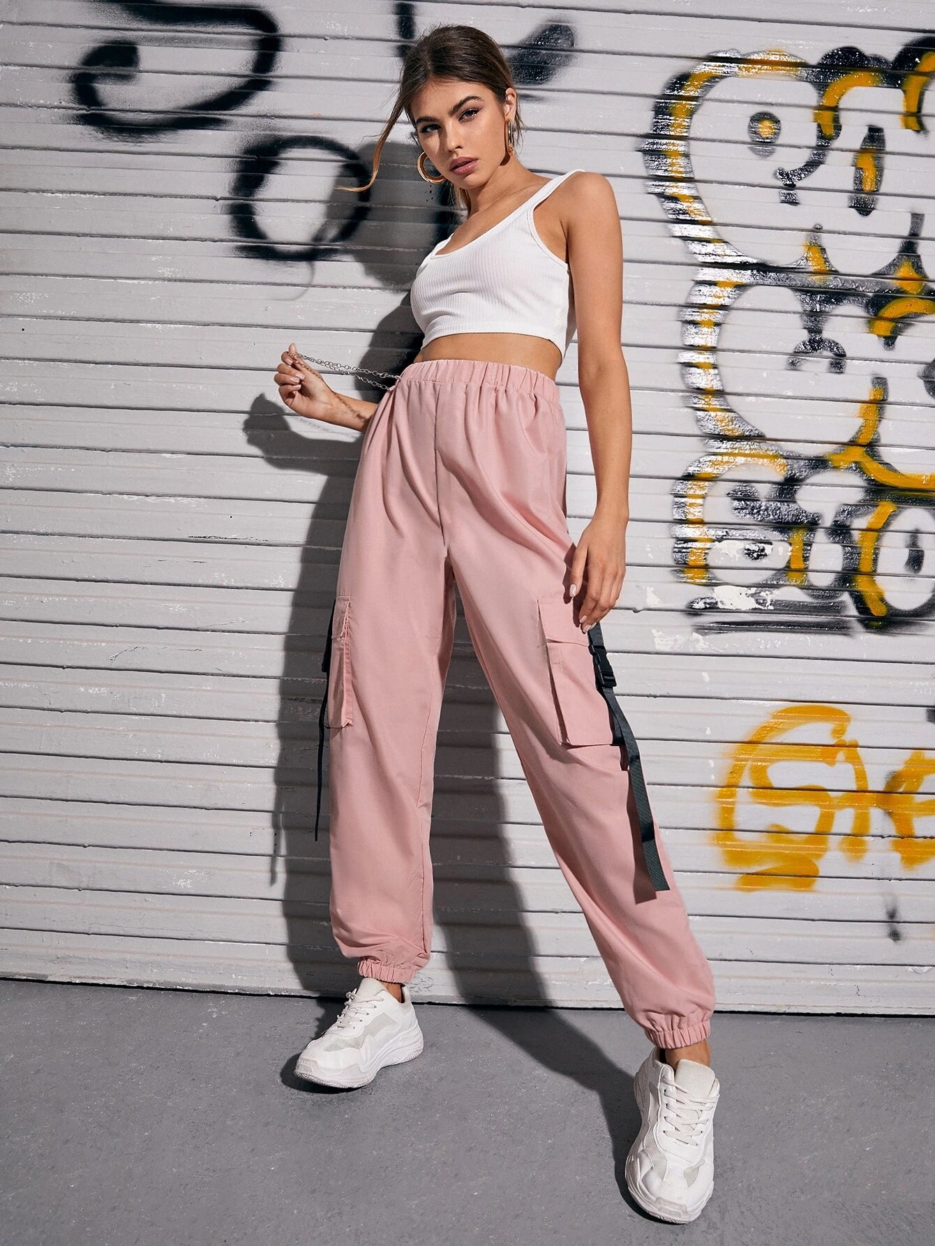 Pocket Buckle Tape Cargo Pant – fabric detail close-up