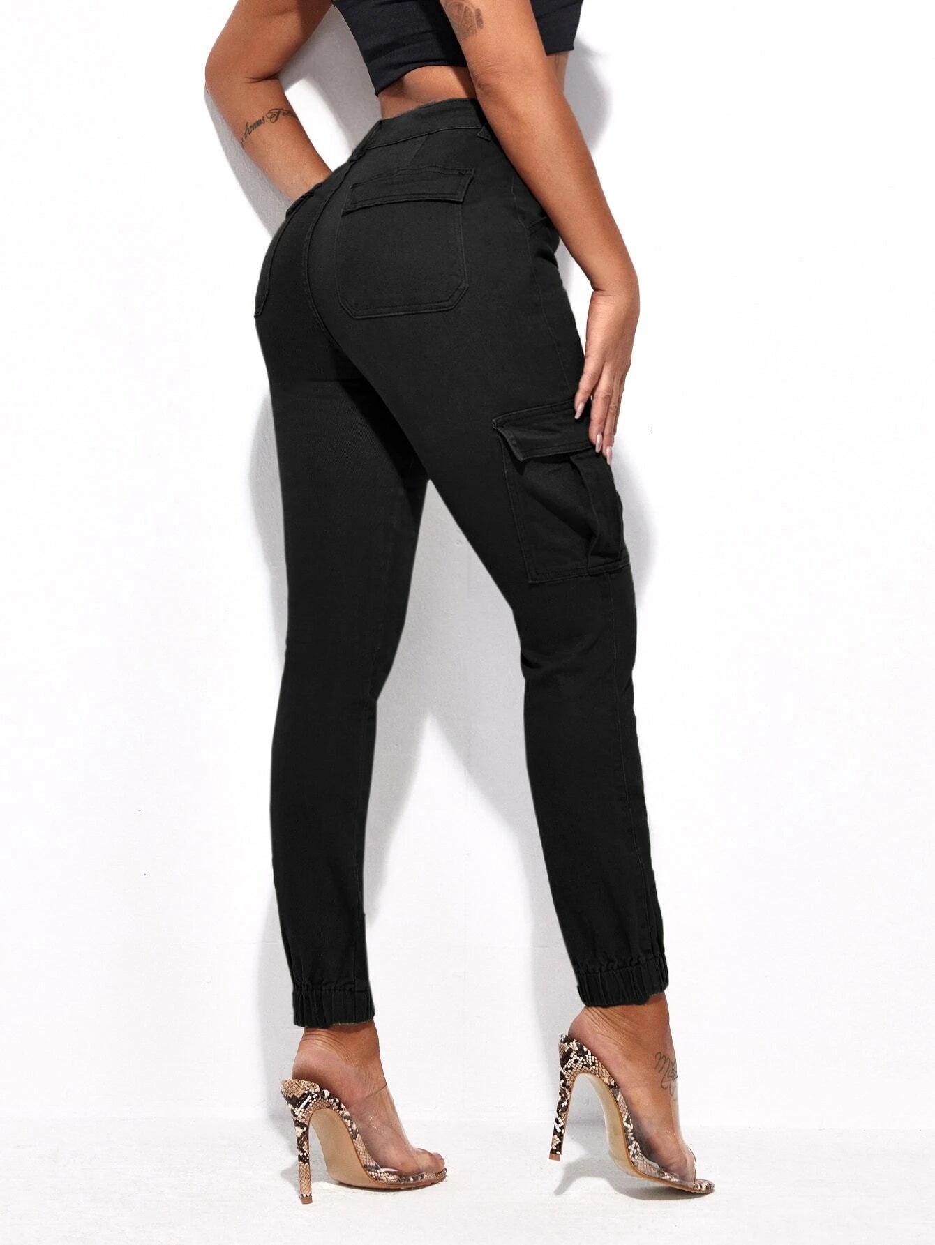 Plain Flap Pocket Jeans – side profile view