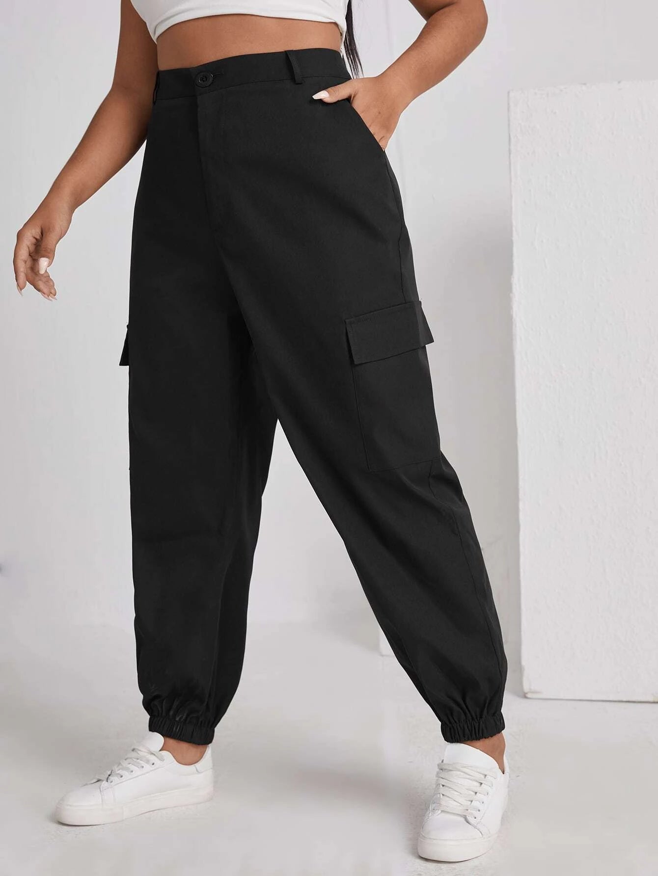 Button Fly Flap Pocket Cargo Pants – pocket detail close-up