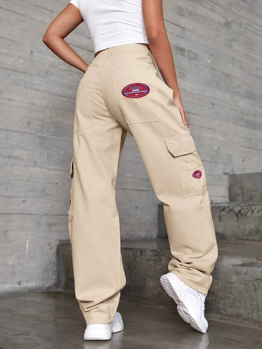 Denim High Waist Flap Pocket Wide Leg JeansDenim High Waist Flap Pocket Wide Leg Jeans - Image 46