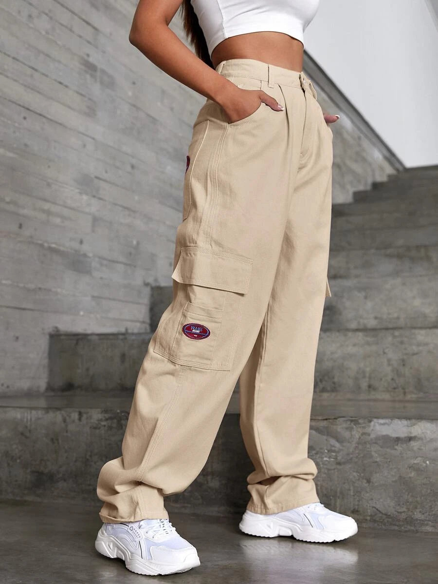 Denim High Waist Flap Pocket Wide Leg JeansDenim High Waist Flap Pocket Wide Leg Jeans - Image 42