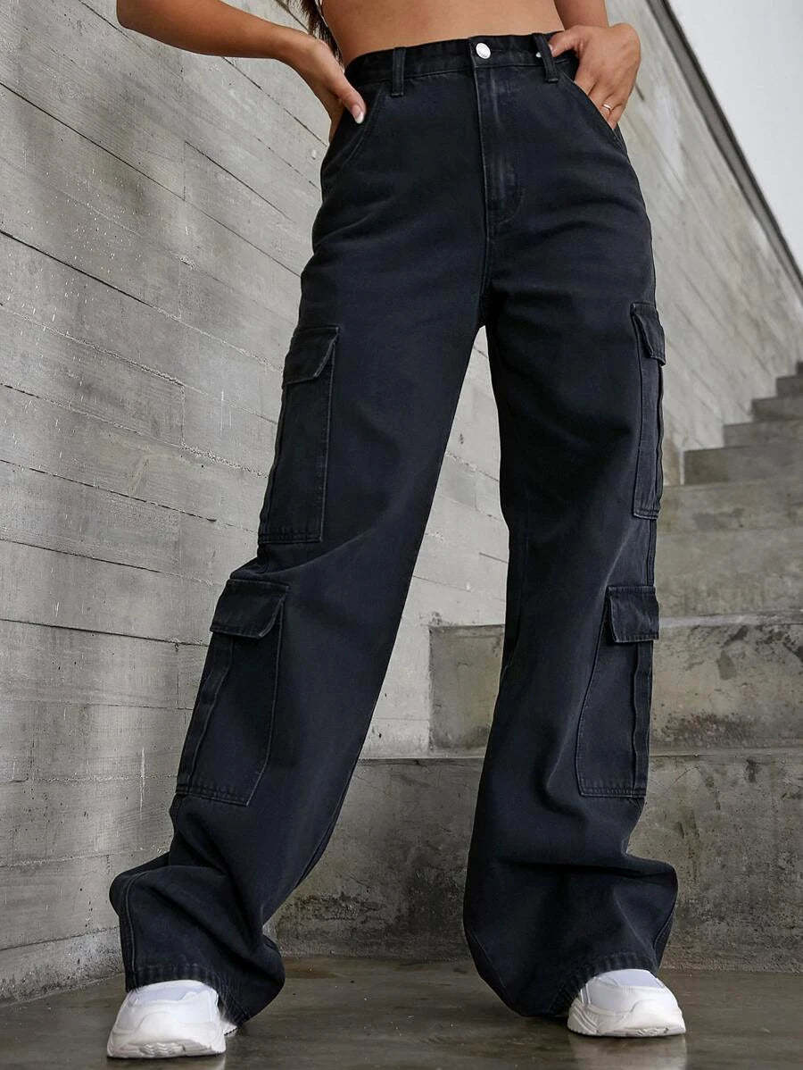 Denim Flap Pocket Cargo Jeans