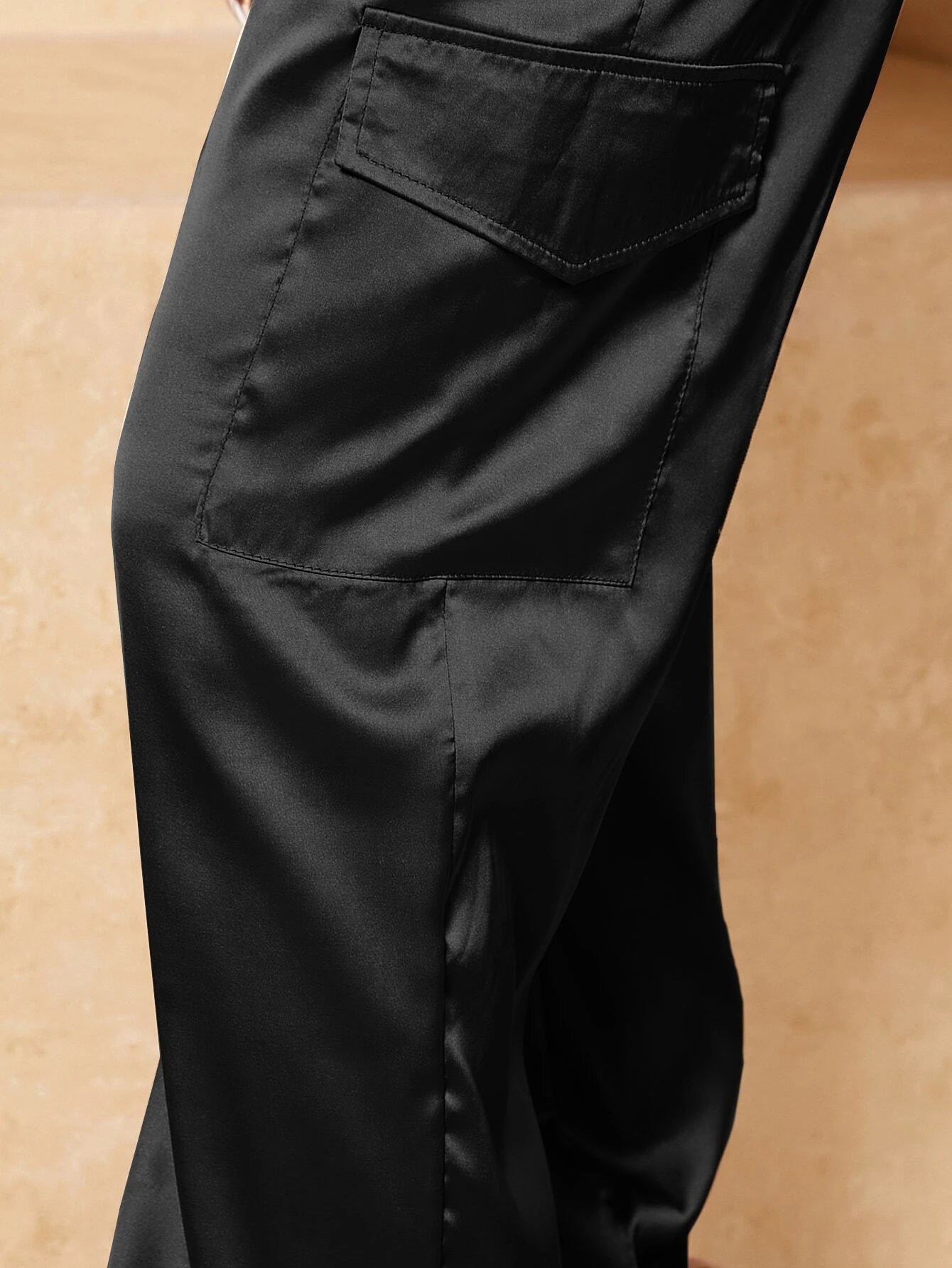 Satin Drawstring Waist Pants – back view detail