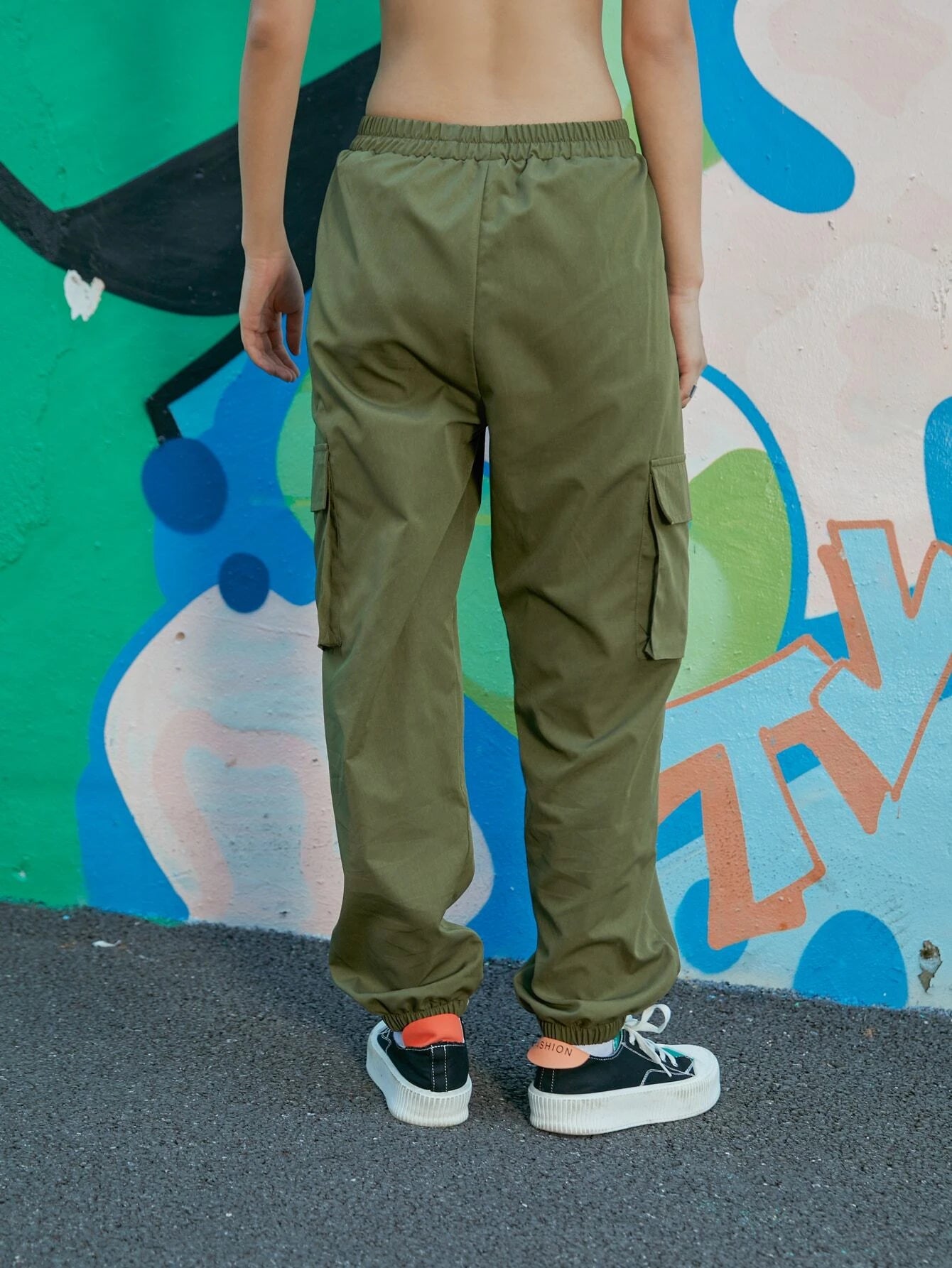 Solid Colored Cargo Jogger – back view detail