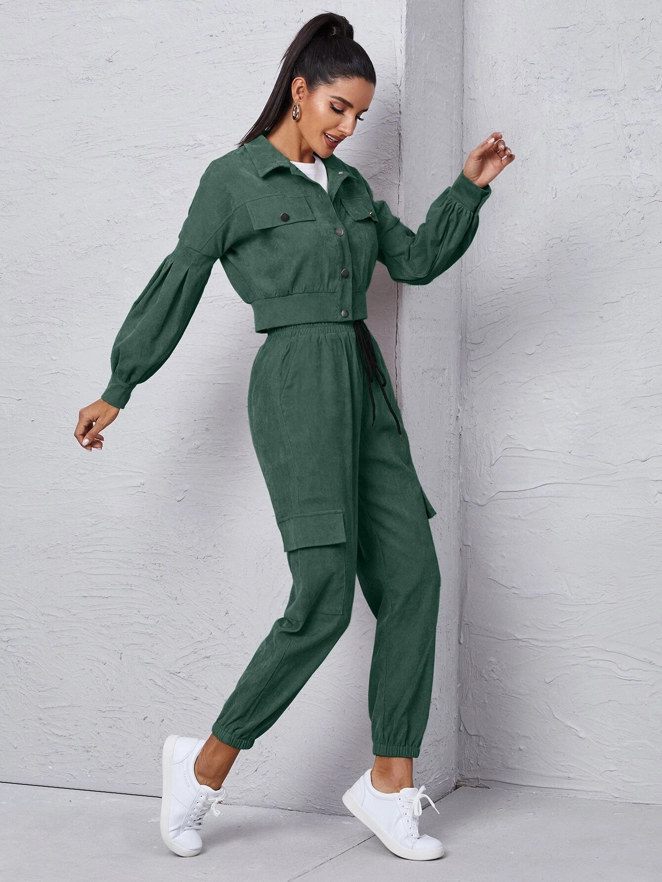 Jacket With Tie Front Cargo PantsJacket With Tie Front Cargo Pants - Image 12