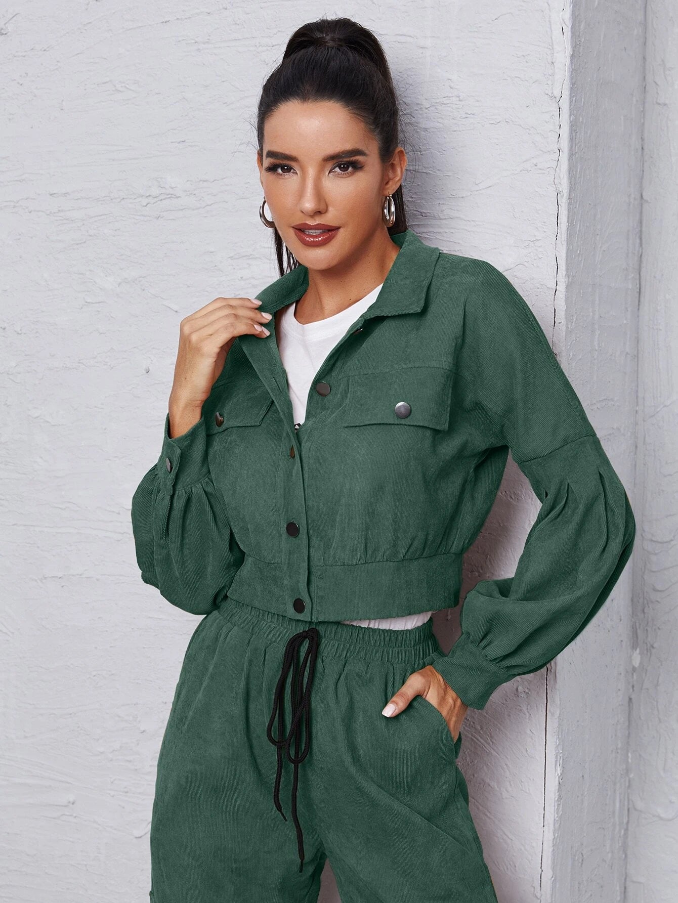 Long Sleeve Jacket With Cargo PantsLong Sleeve Jacket With Cargo Pants - Image 16