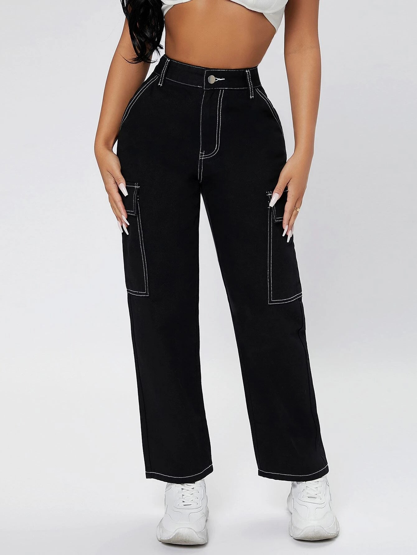 High Straight Cargo Jeans – back view detail