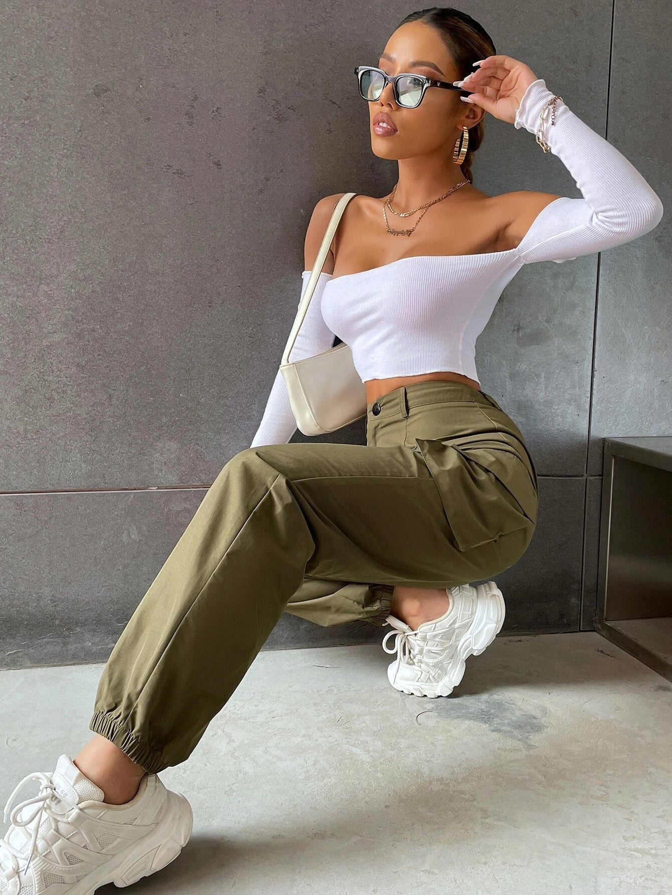 Solid Colored Flap Pocket Pants – lifestyle view 17