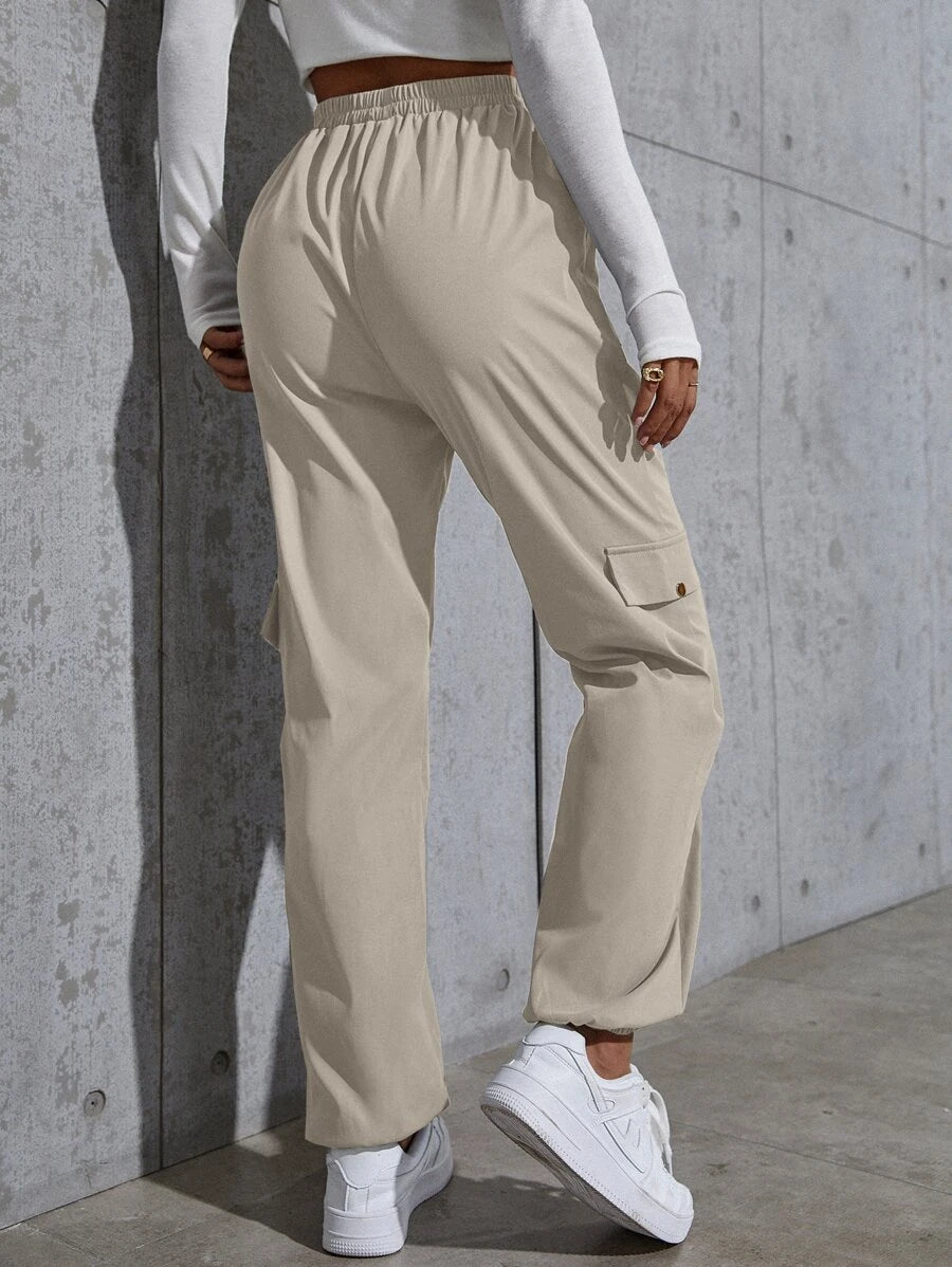 Knot Waist Flap Pocket Cargo Pants – pocket detail close-up