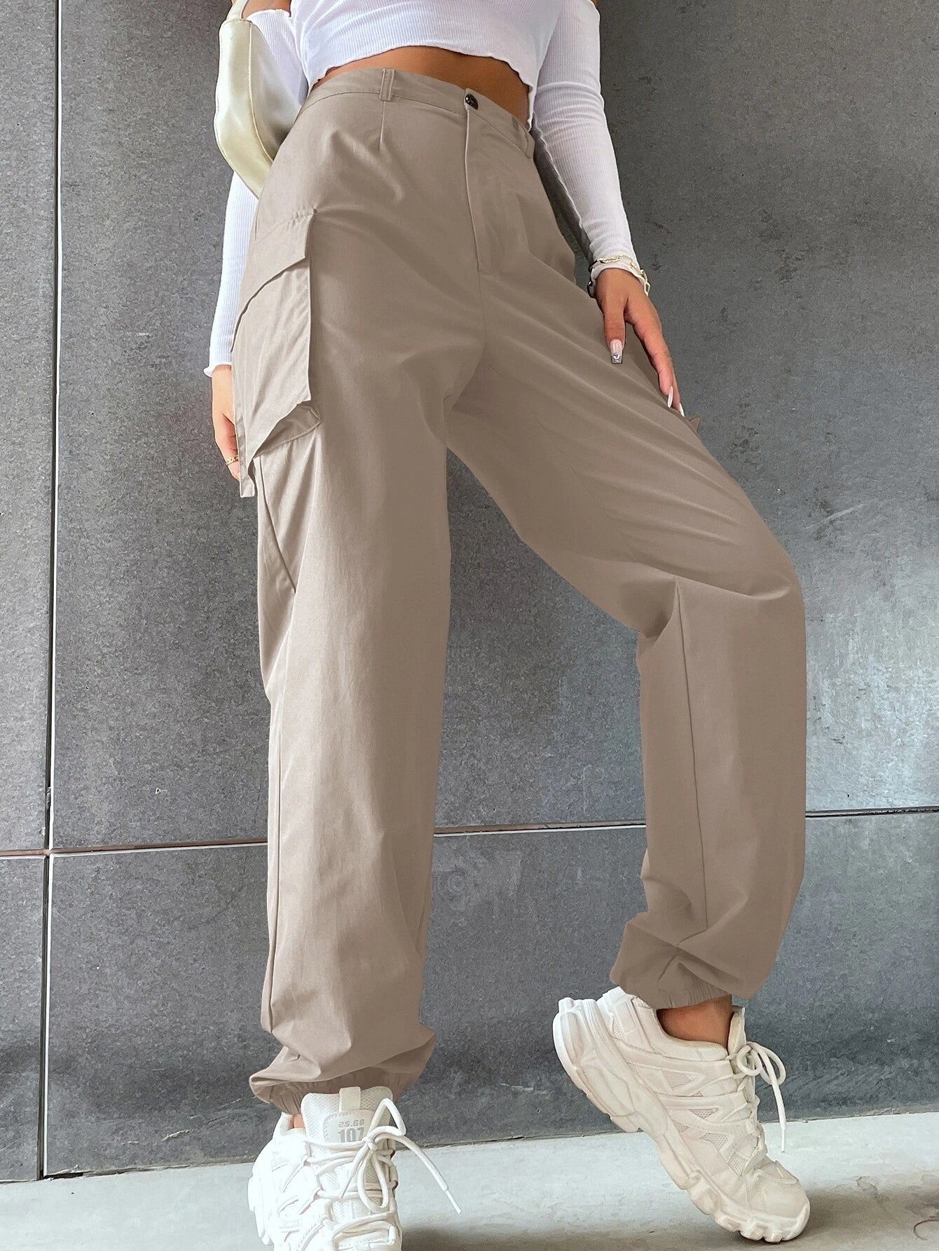 Solid Colored Flap Pocket Pants – lifestyle view 12