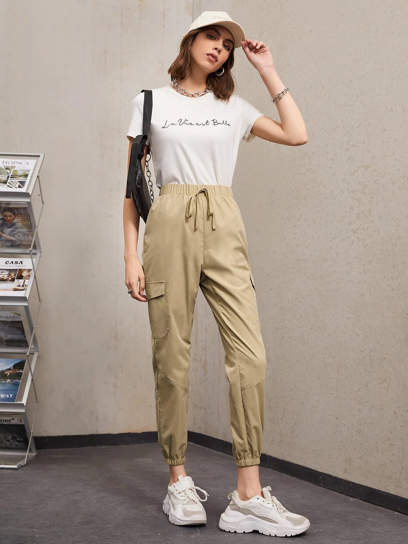 Flap Pocket Cropped Cargo Pant – styled outfit view