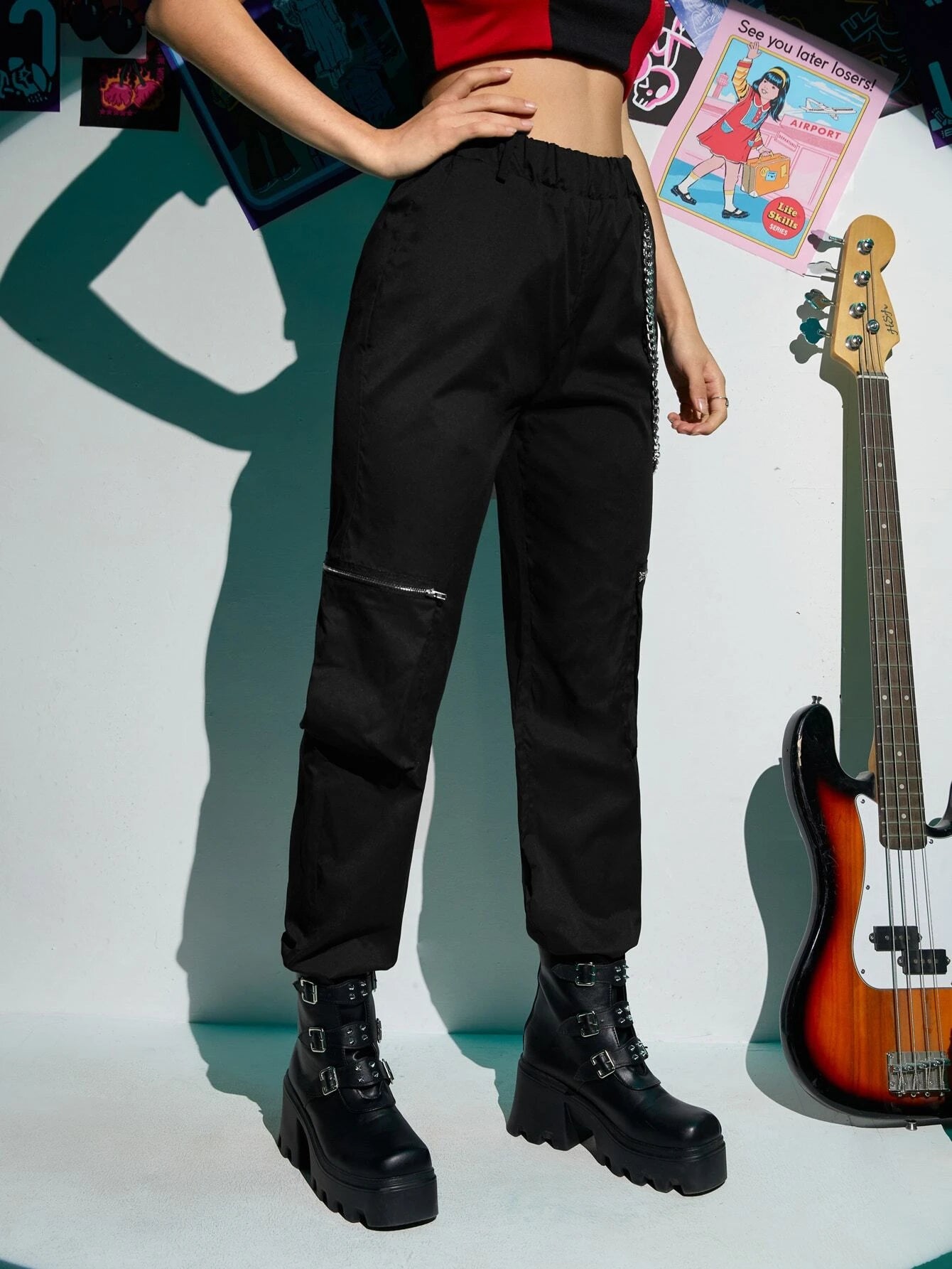 Zipper Flap Pocket Cargo Pants – pocket detail close-up