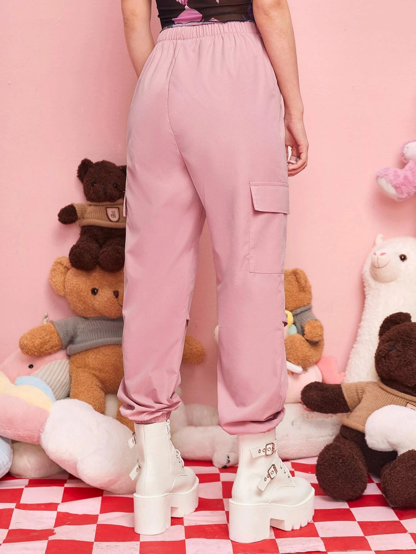 Embroidery Cargo Pants – side profile view
