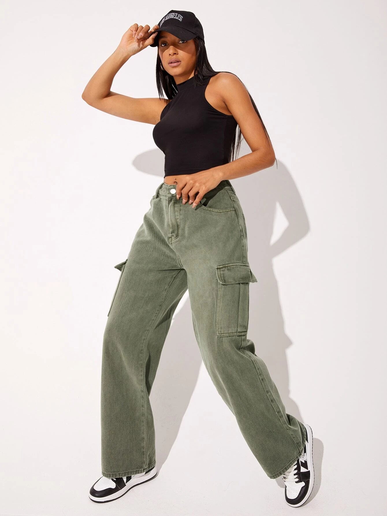 Plain Flap Pocket Cargo Jeans Style 4 – waistband detail