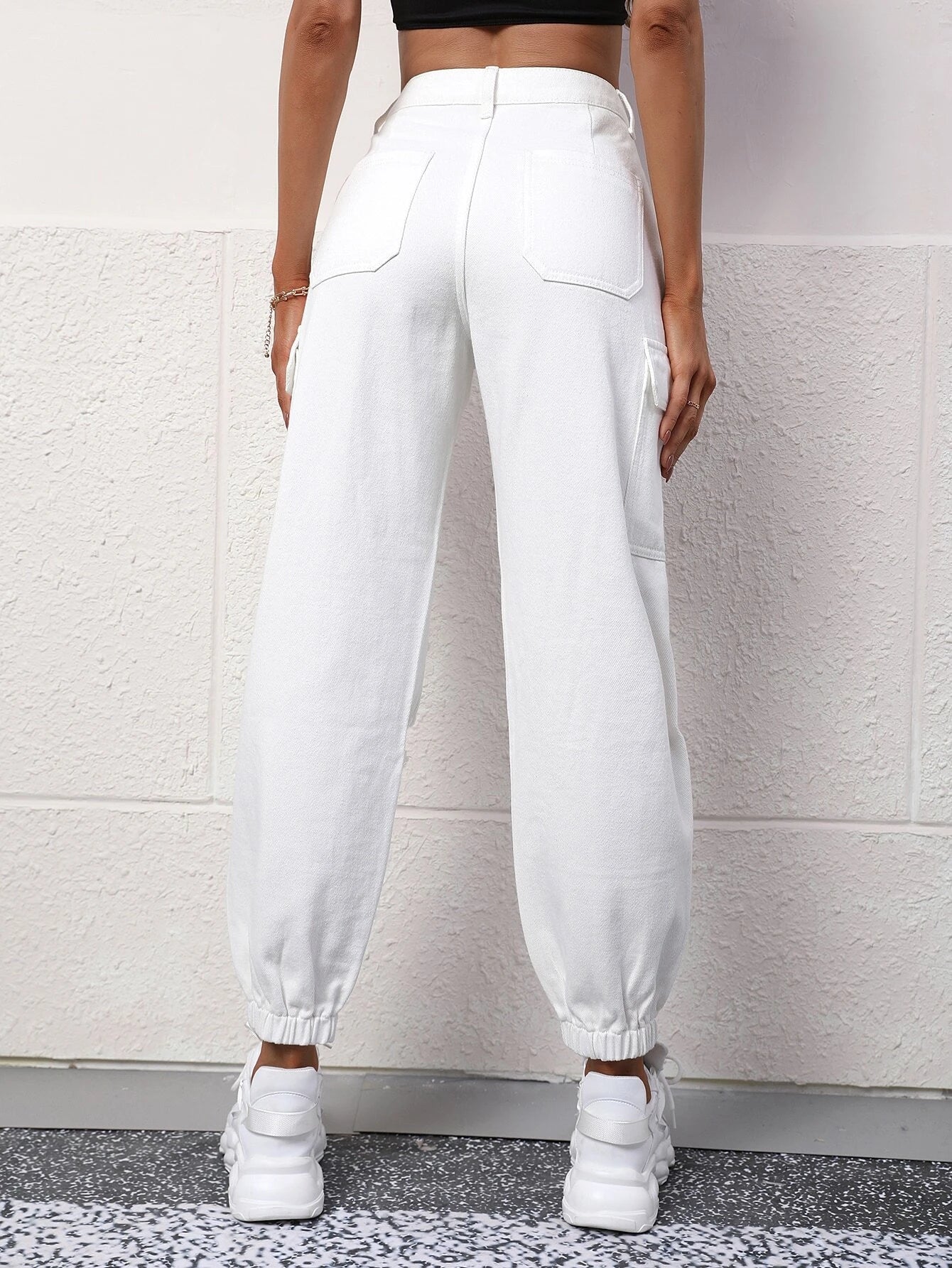 High Rise Ripped Cargo Jean – styled outfit view