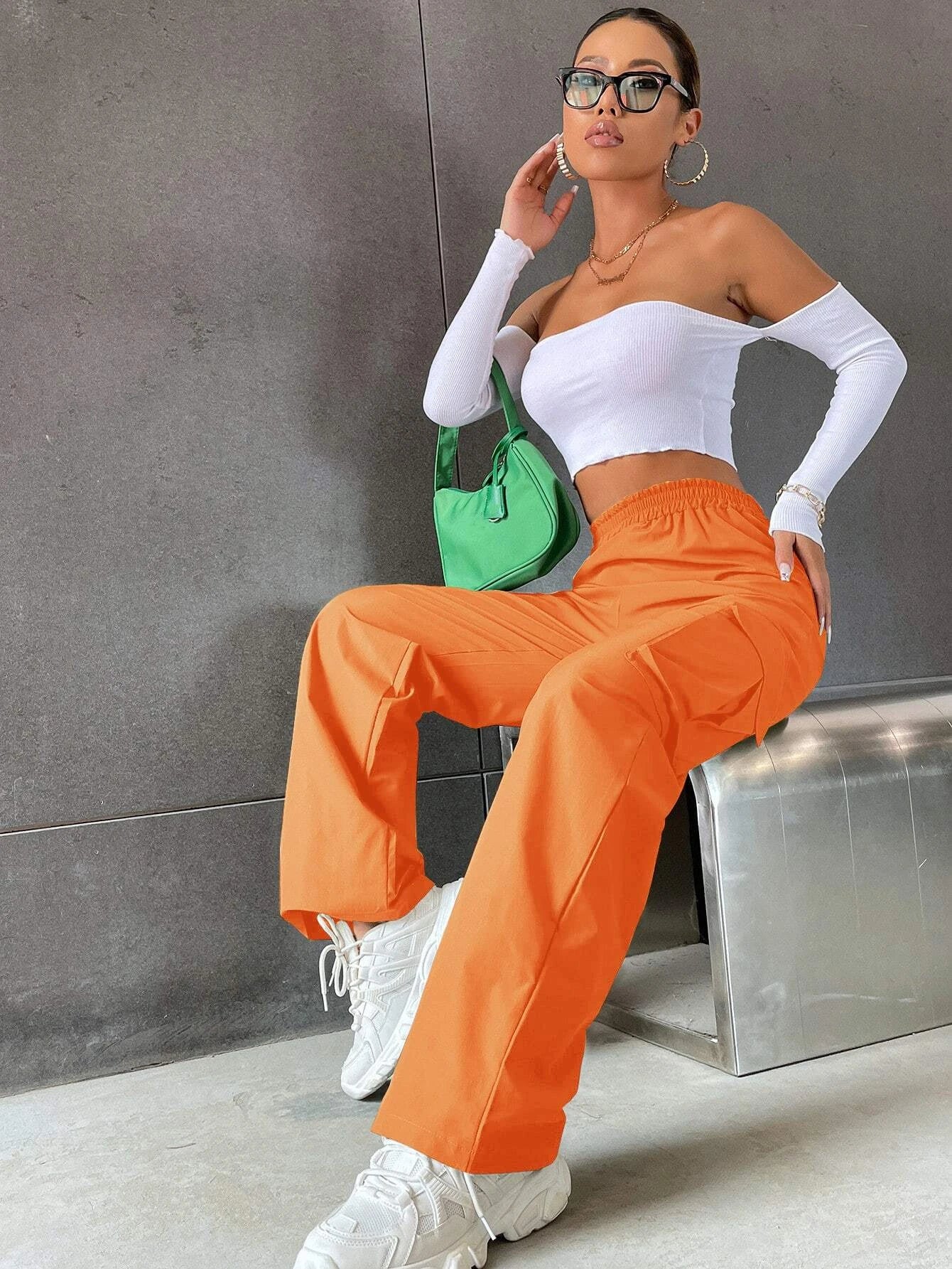 Casual Pocket Cargo Pants in Brown – lifestyle view 15