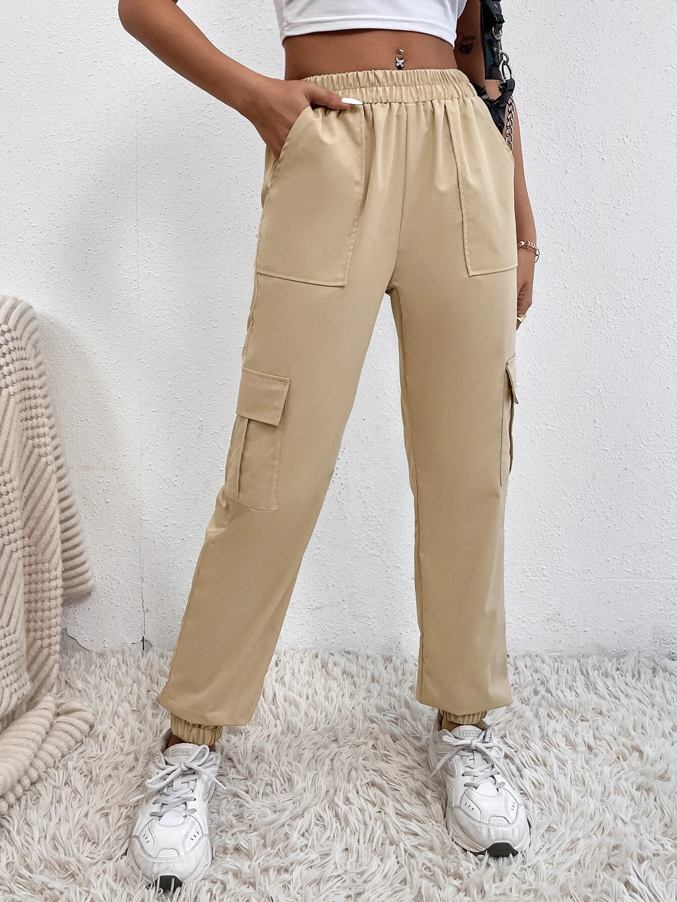 Long Flap Pocket Side Cargo Pants – styled outfit view