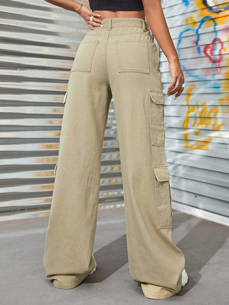 Denim Flap Pocket Cargo Jeans