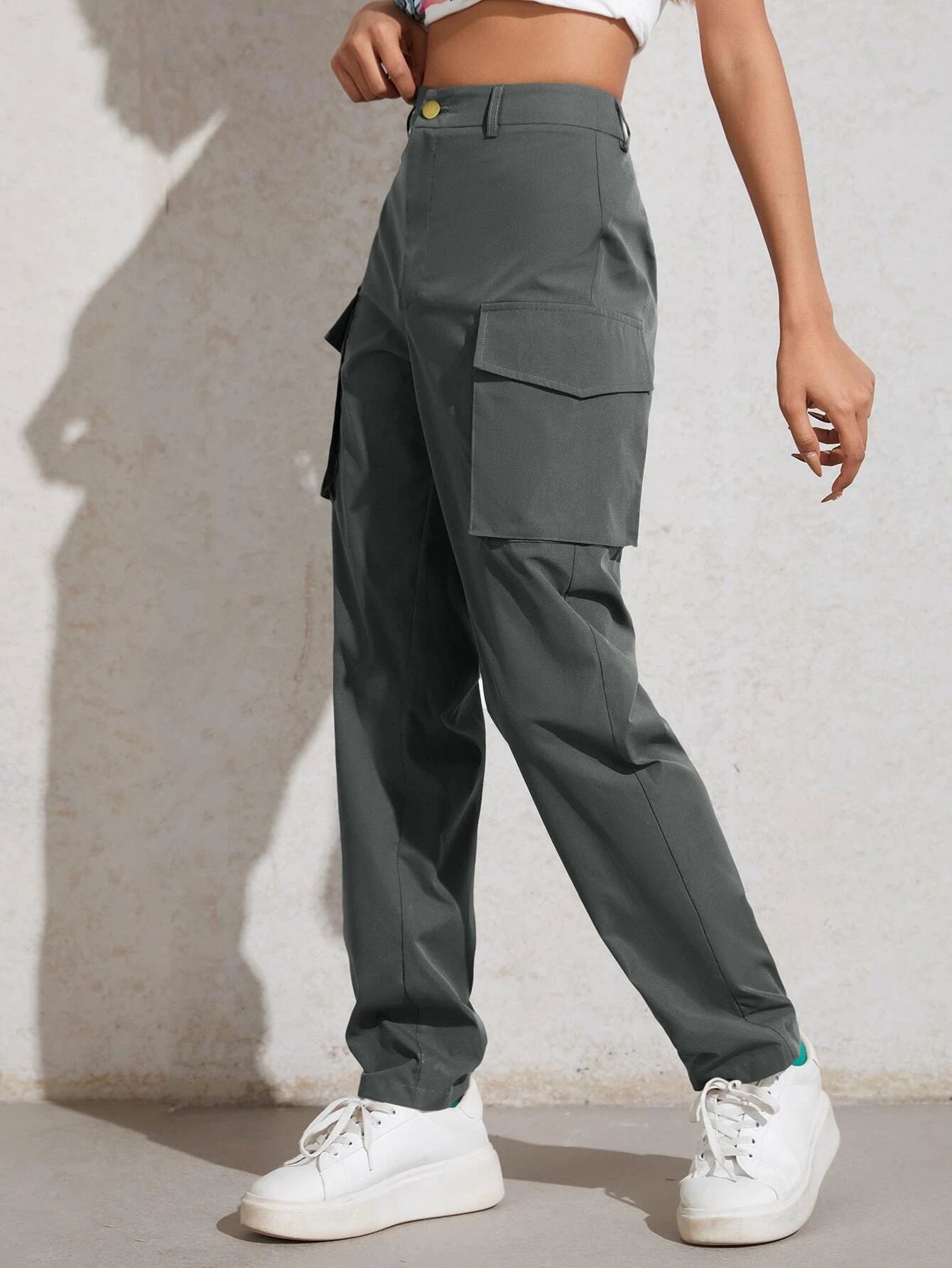 High Waisted Flap Pocket Utility Pants – lifestyle view 14