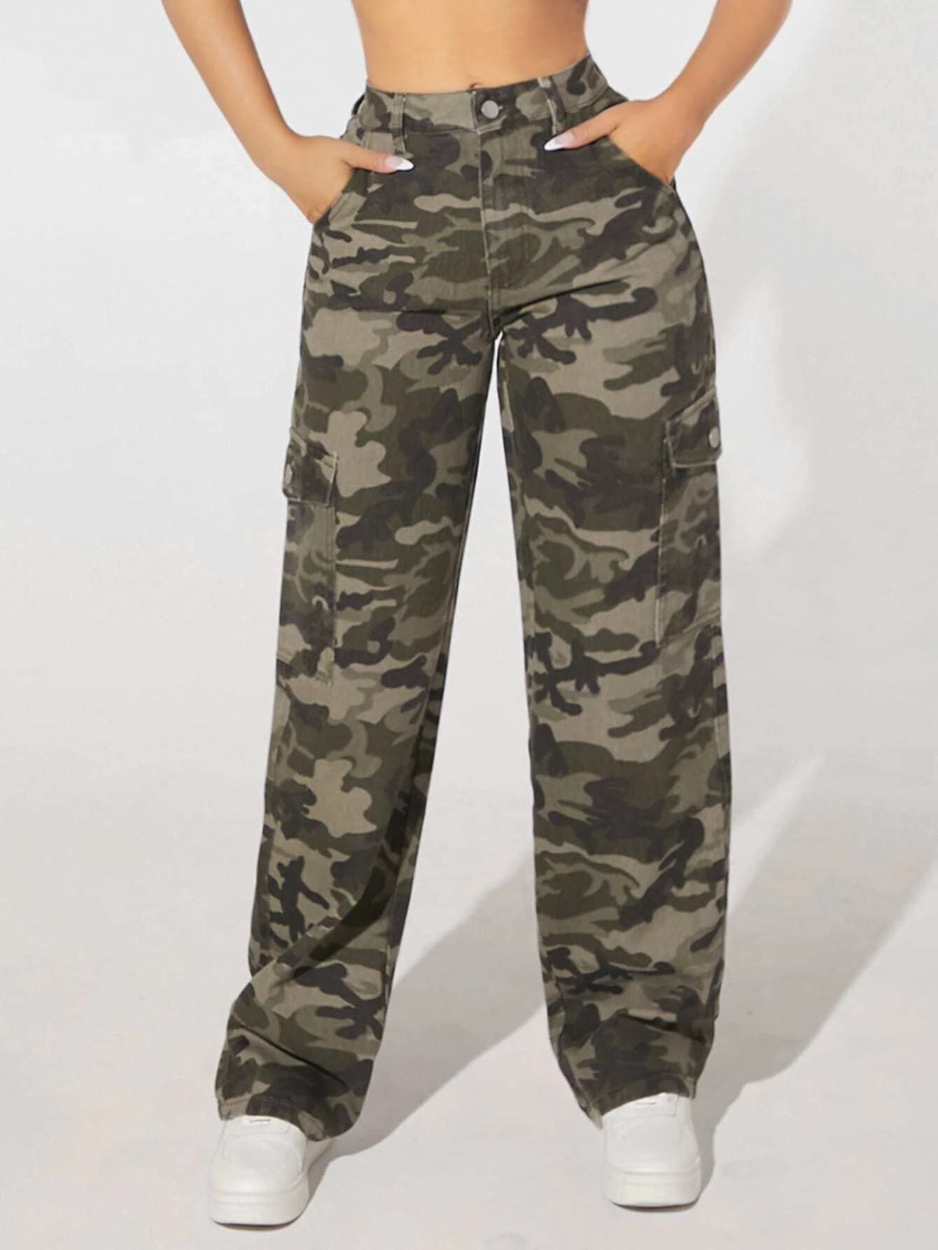 Camo Printed Cargo Jeans