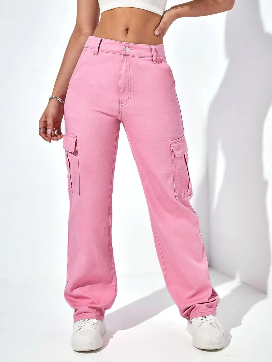 Denim High Waist Cargo Jeans – lifestyle view 13