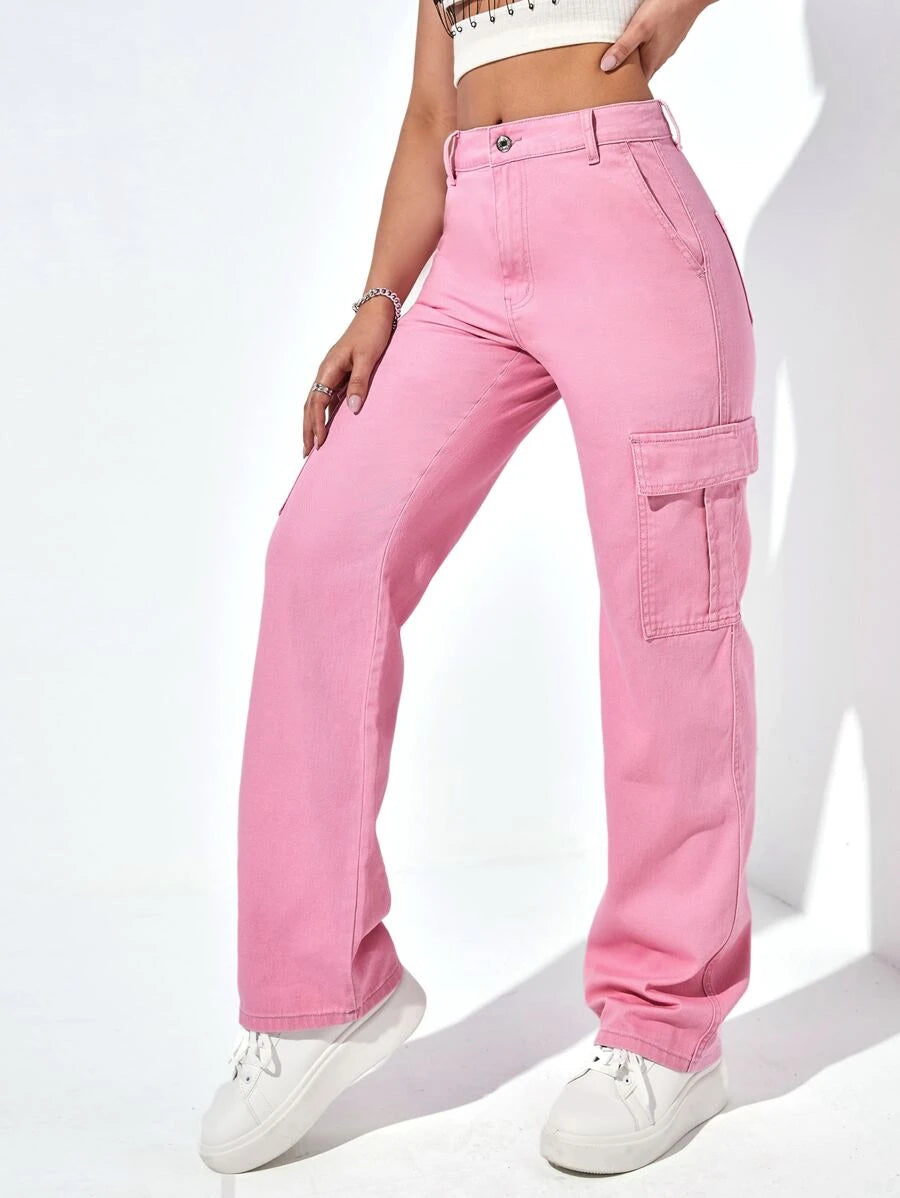 Denim High Waist Cargo Jeans – lifestyle view 11