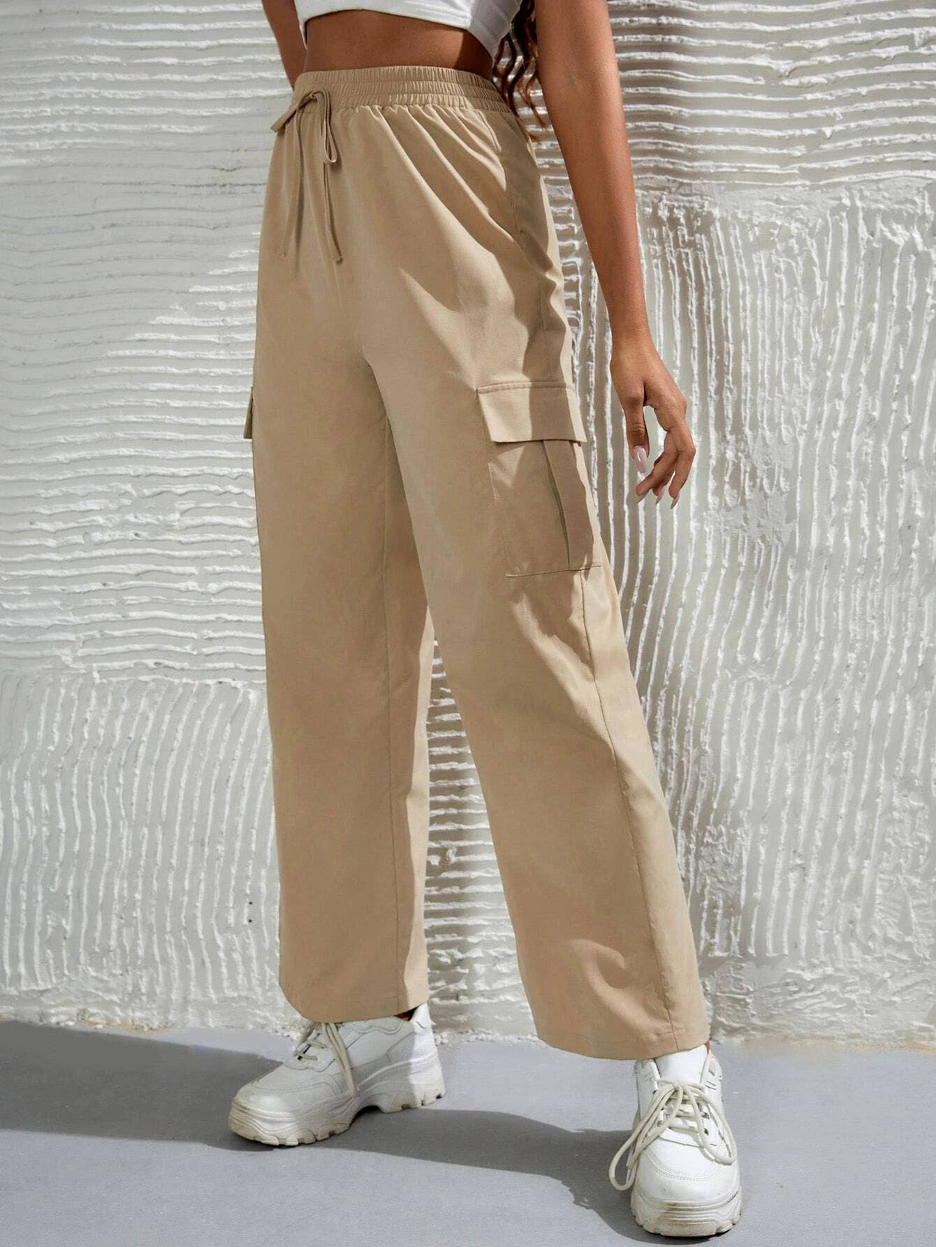 Tie Flap Pocket Cargo Pants – side profile view
