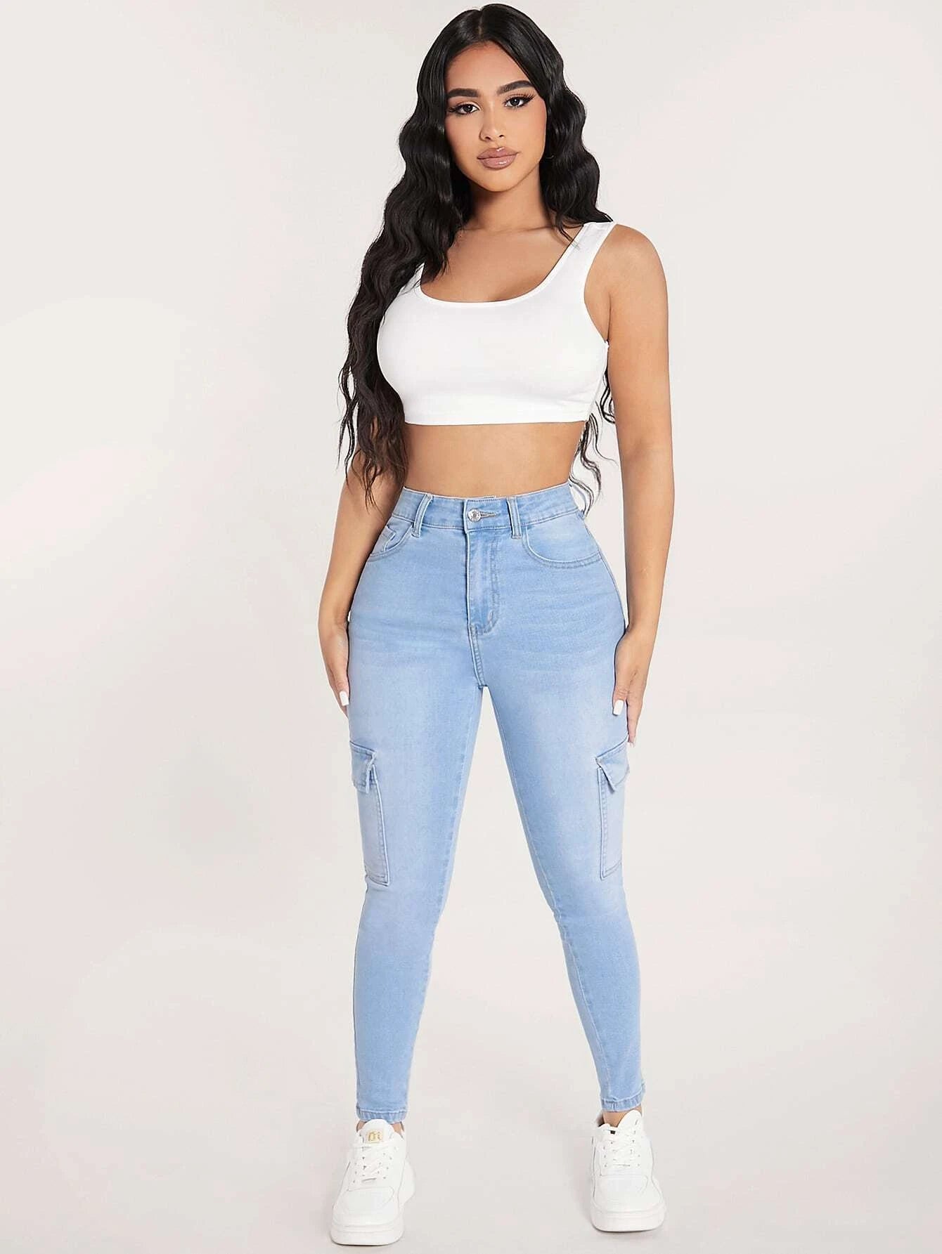 Cargo Jeans With Side Flap Pockets – pocket detail close-up