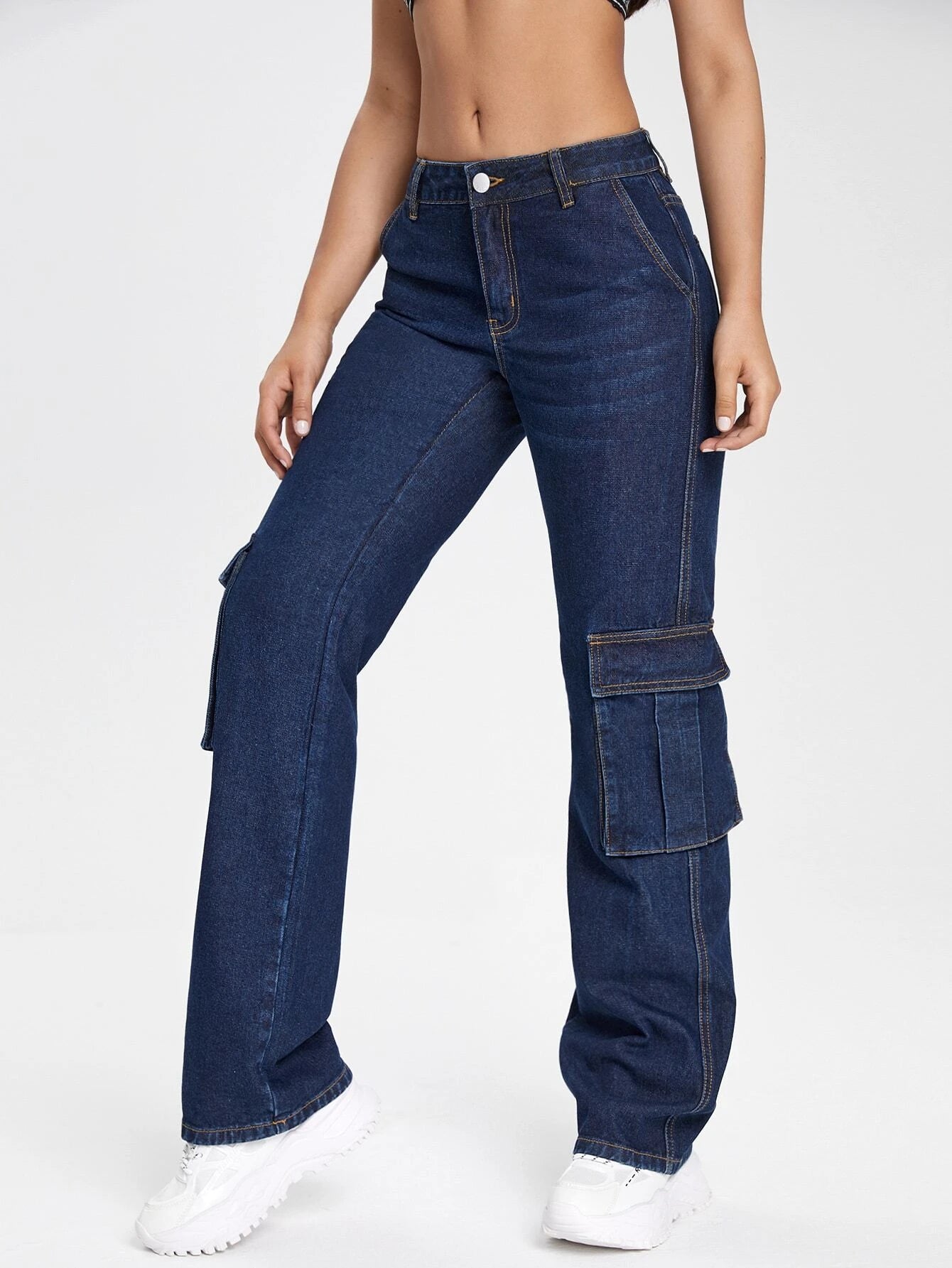Drop Waist Flap Pocket Cargo Jean – styled outfit view
