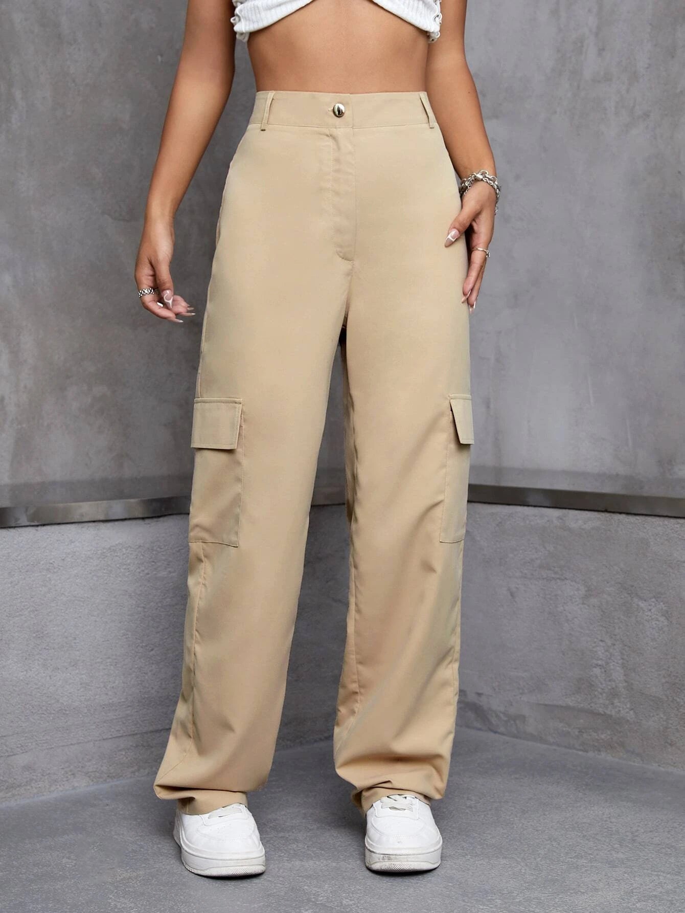 High Rise Zipper Cargo Pant