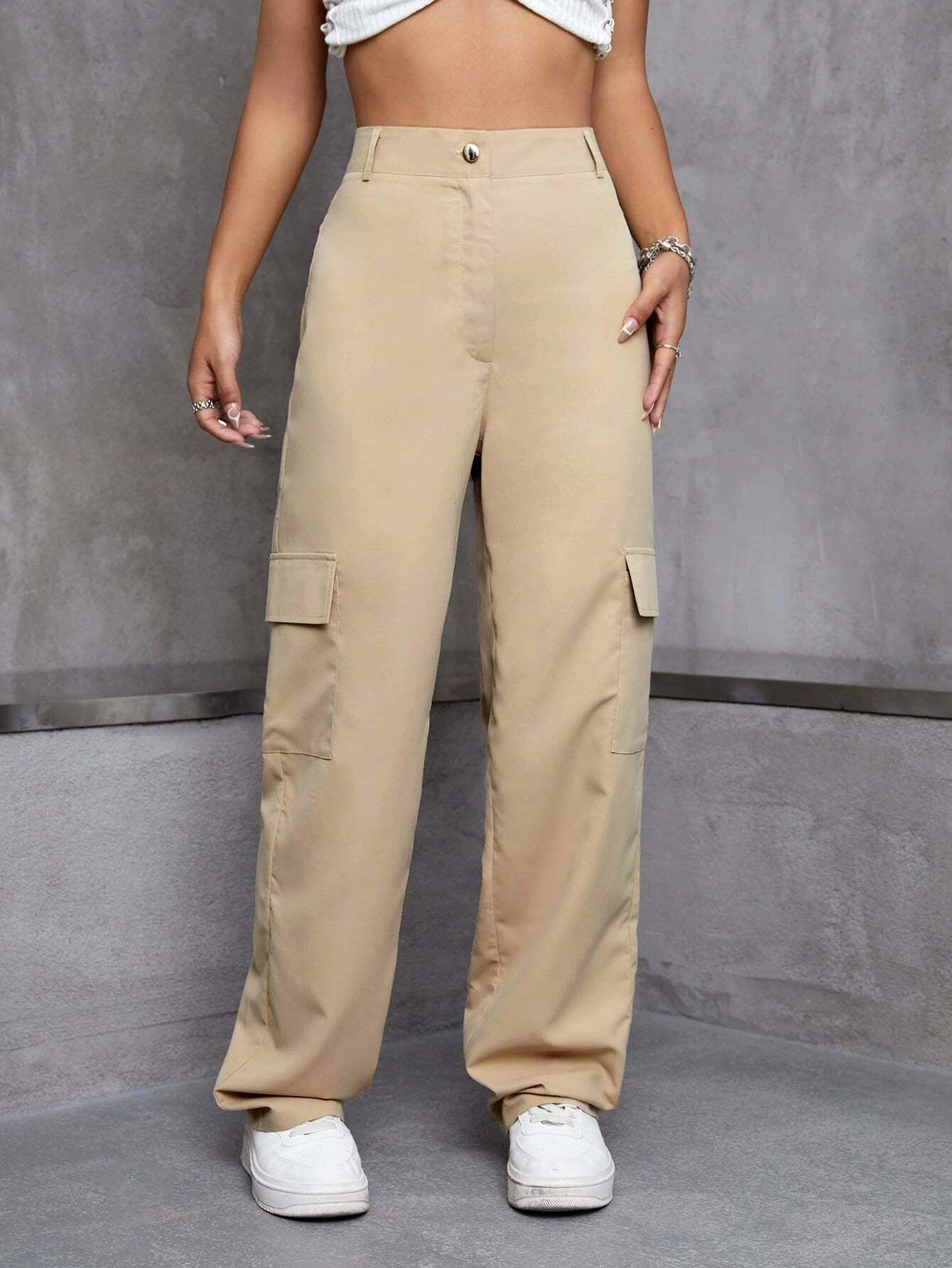 High Rise Zipper Cargo Pant