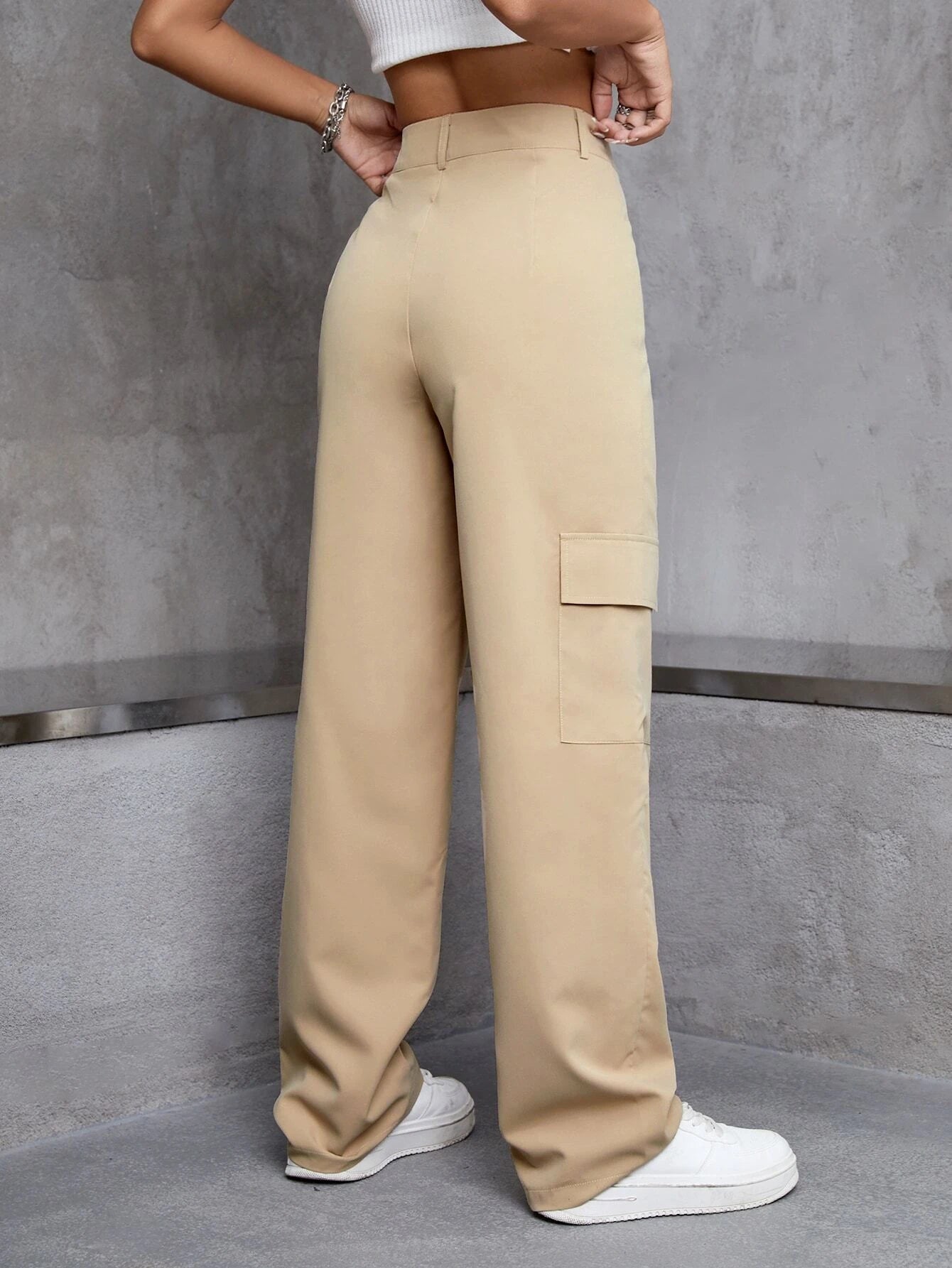 High Rise Zipper Cargo Pant