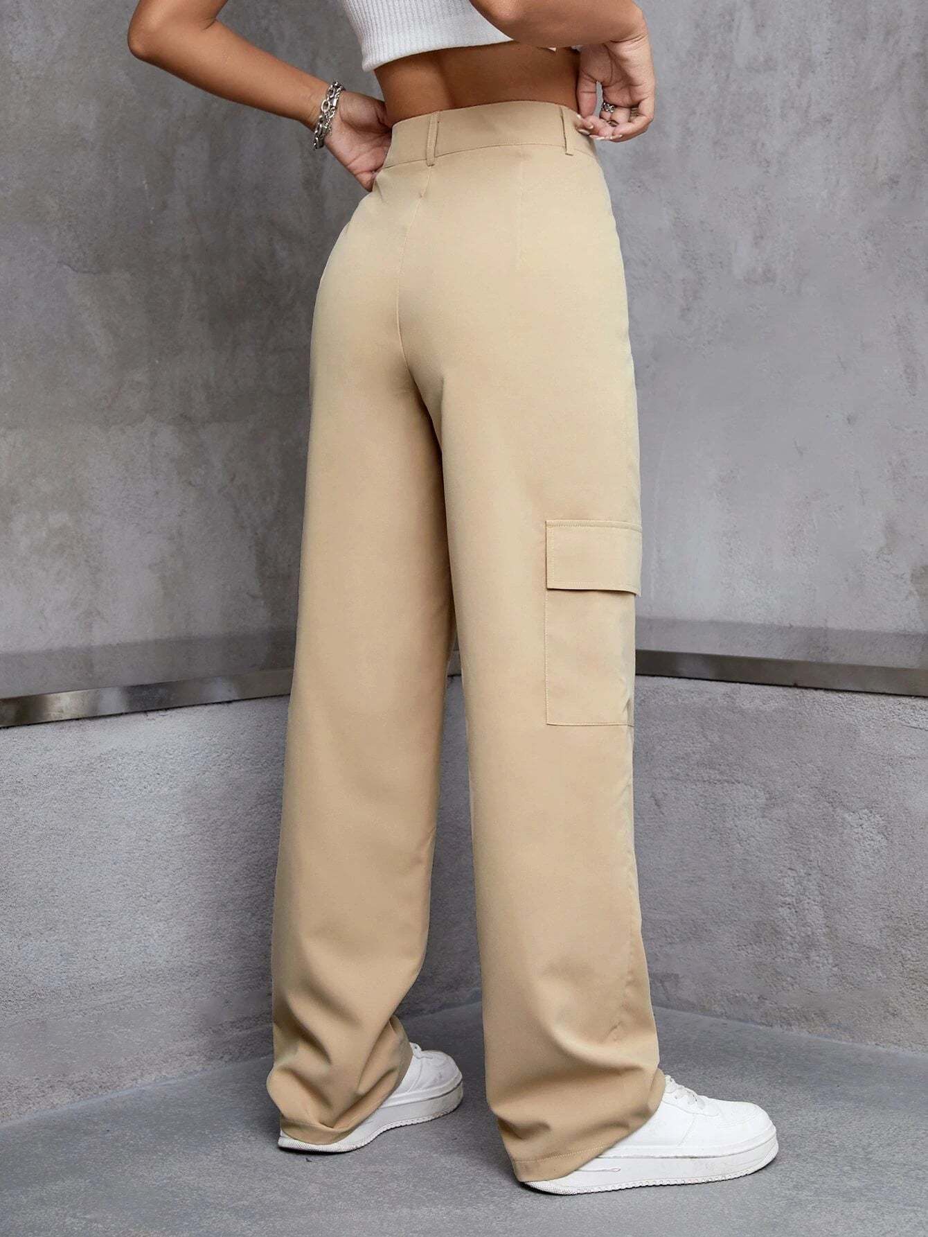 High Rise Zipper Cargo Pant
