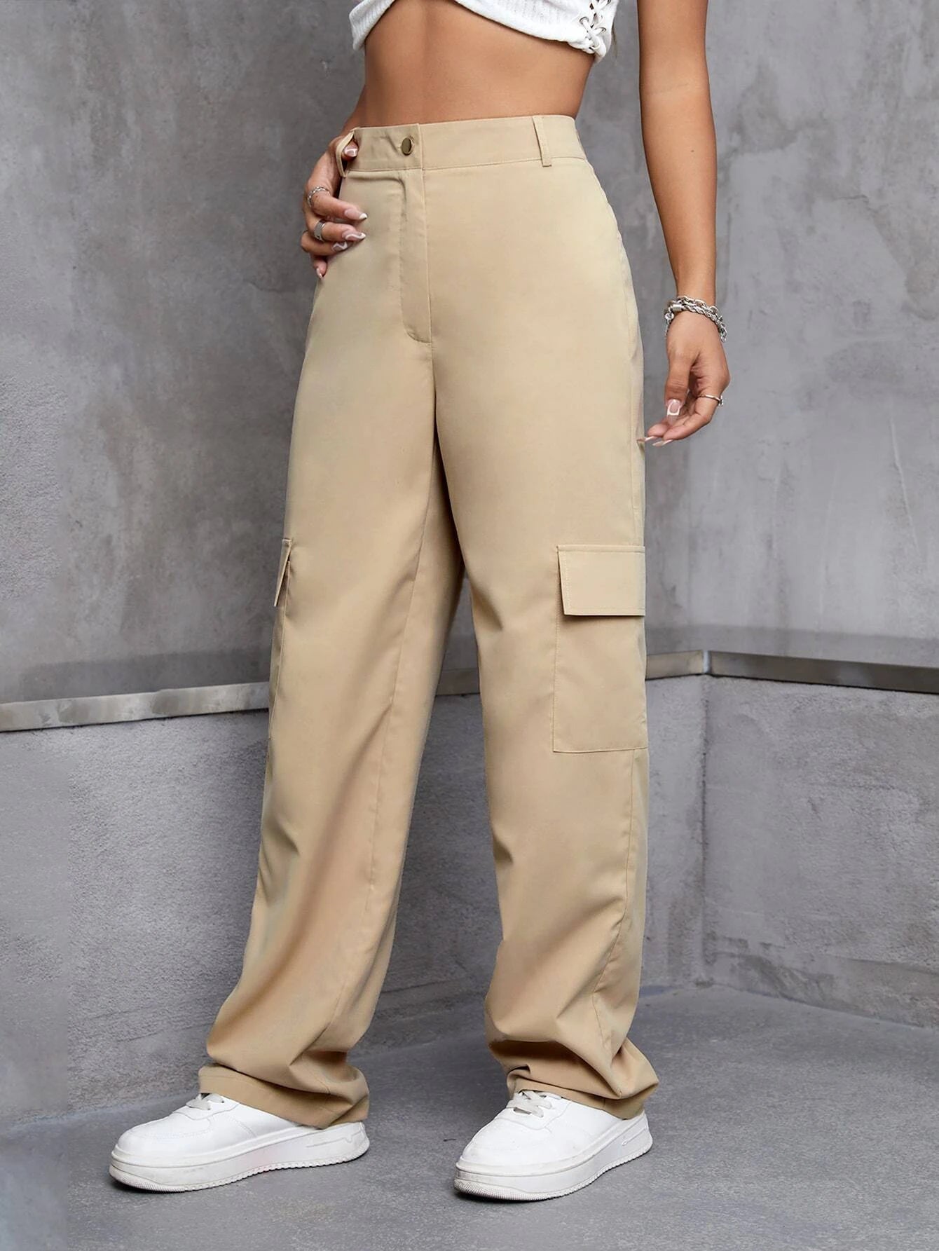 High Rise Zipper Cargo Pant