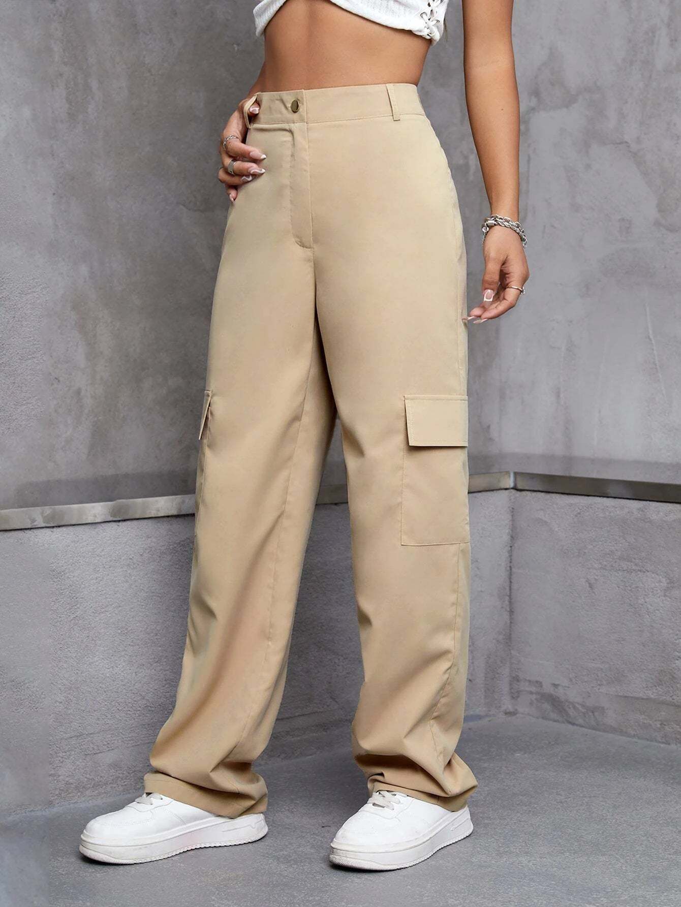 High Rise Zipper Cargo Pant