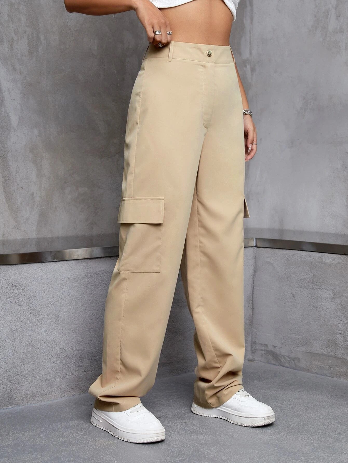 High Rise Zipper Cargo Pant
