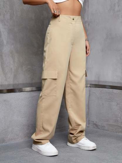High Rise Zipper Cargo Pant