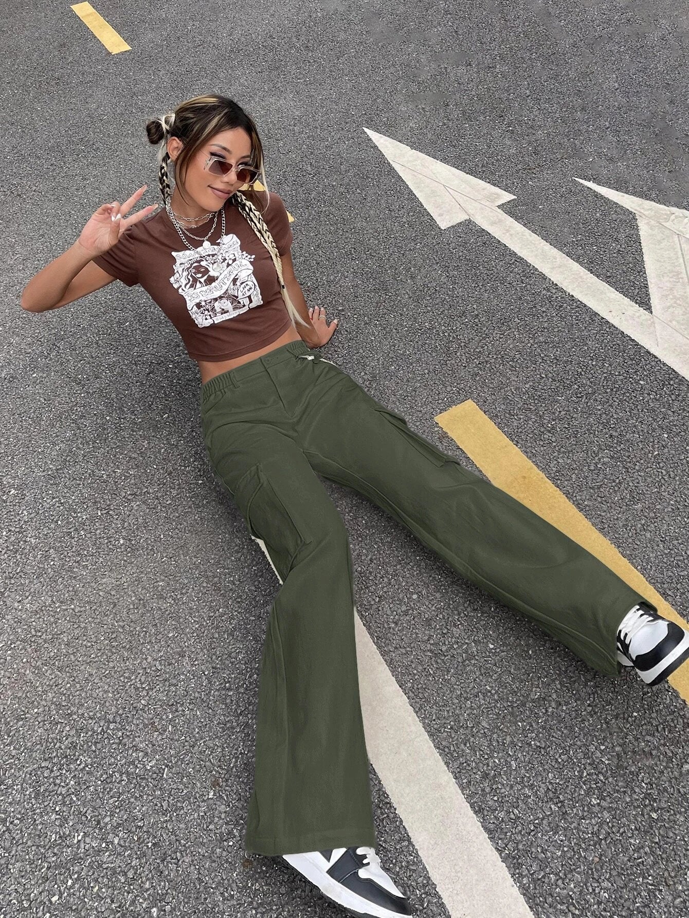 Non Stretch Flap Pocket Cargo Pants – styled outfit view