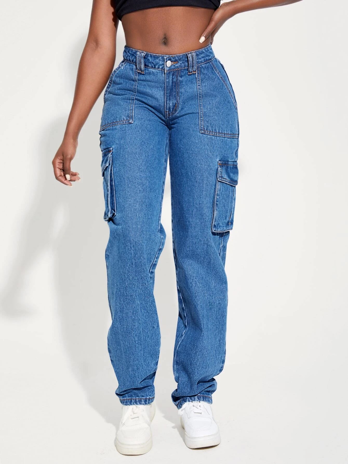 Multi Pocket Side Cargo Jeans – styled outfit view