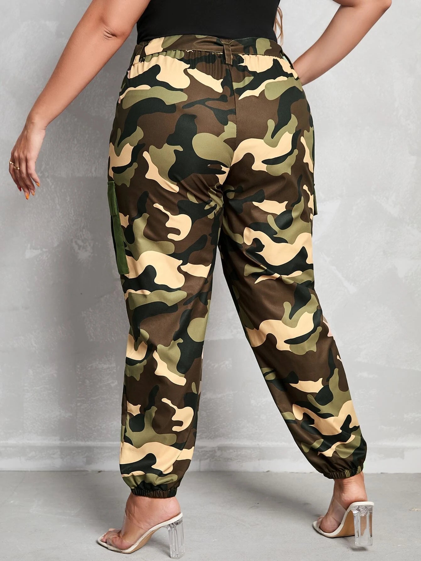 Camo Print Flap Pocket Cargo Pants – lifestyle view 17