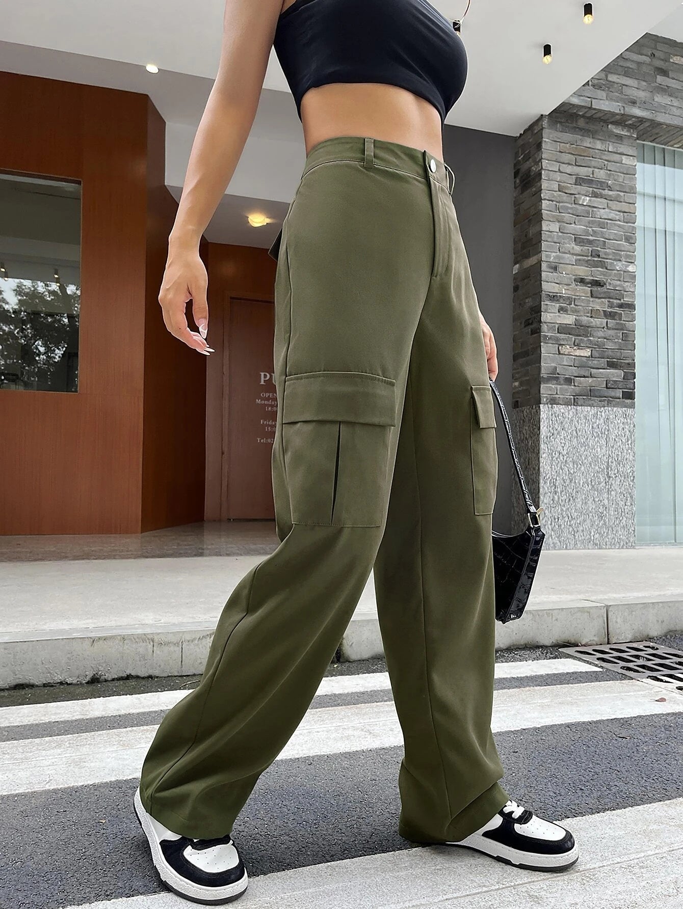 Casual Pocket Side Cargo Pant – women's cargo pants front view